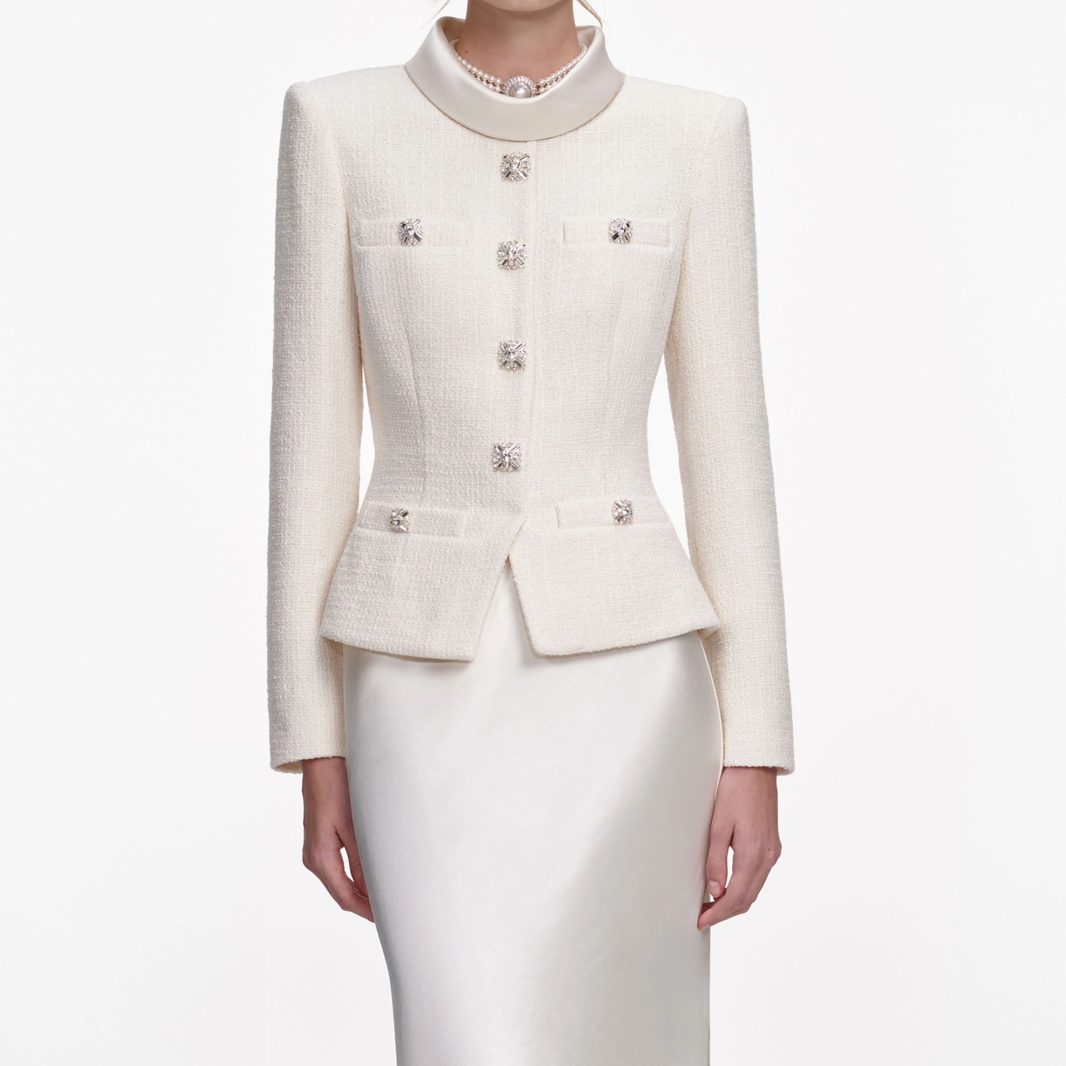 Cream Boucle Collared Maxi Dress - Image 4