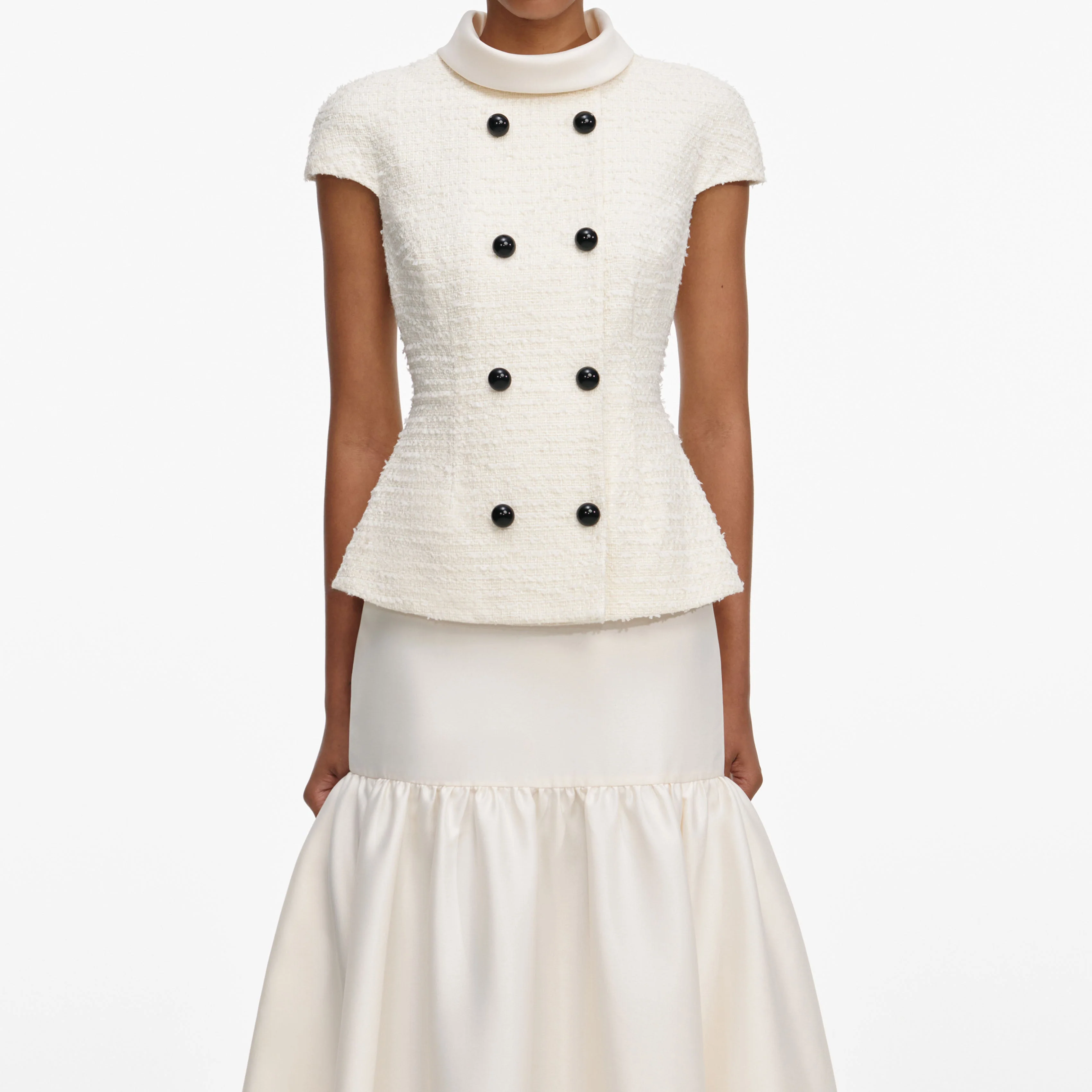 Cream Boucle Taffeta Maxi Dress - Image 4