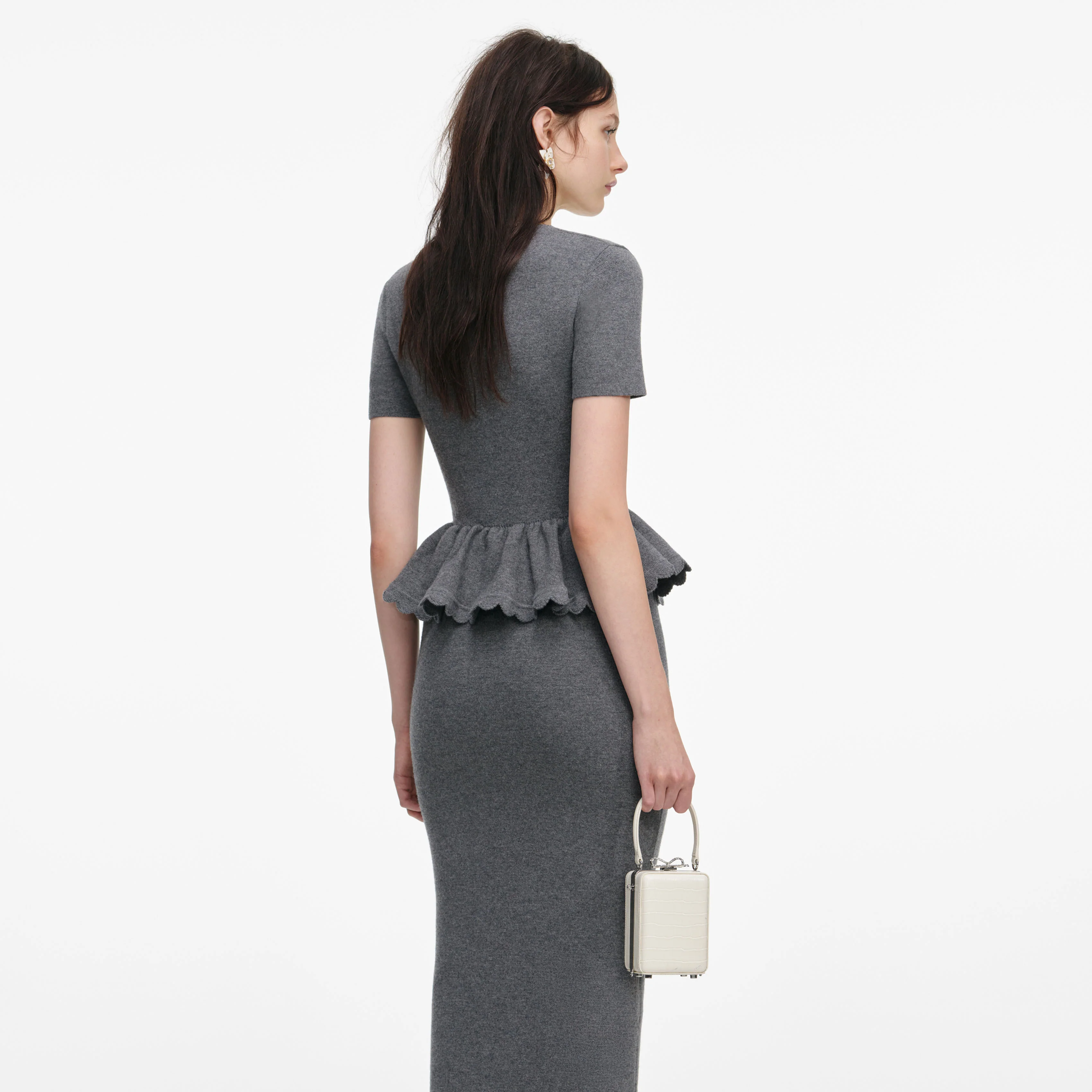 Cream Croc Leather Micro Bag - Image 7