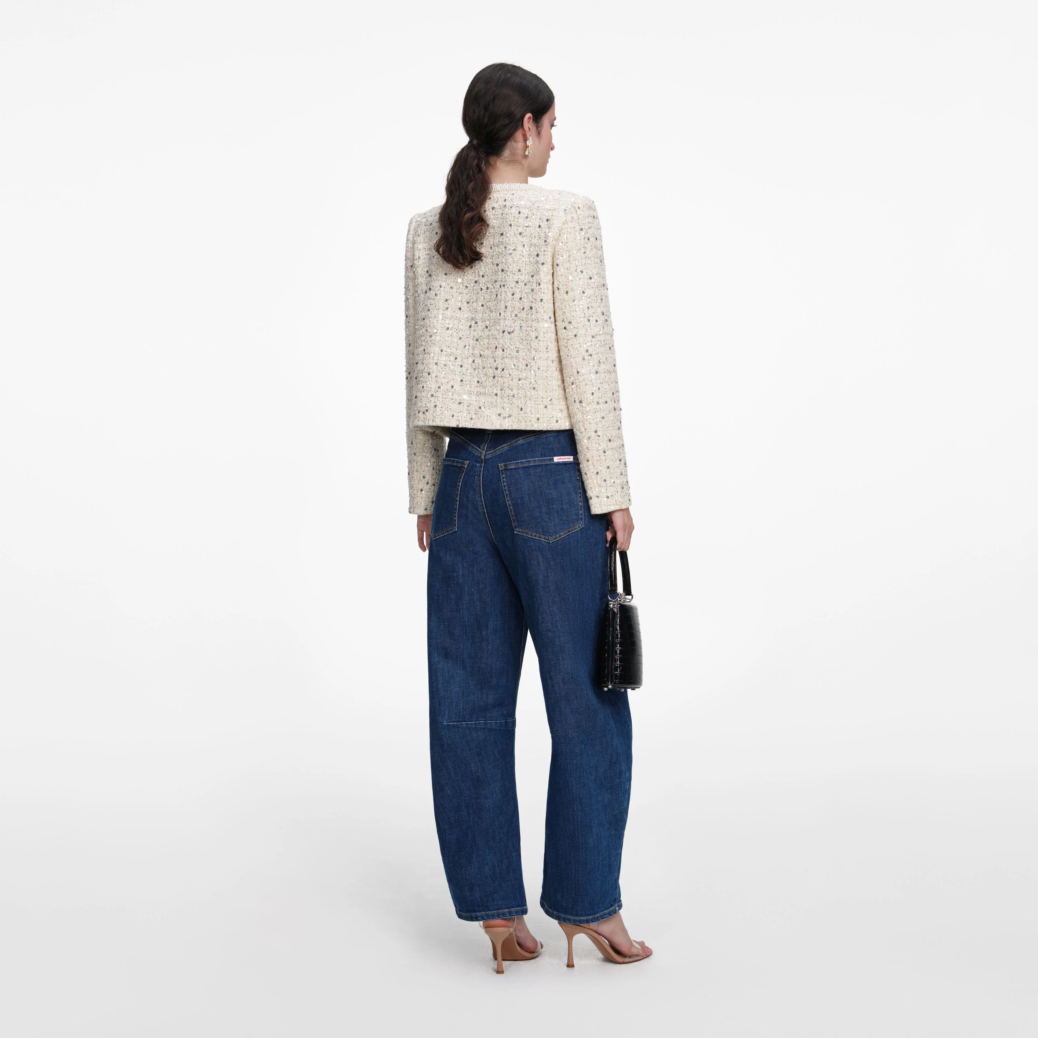 Cream Embellished Boucle Jacket - Image 4