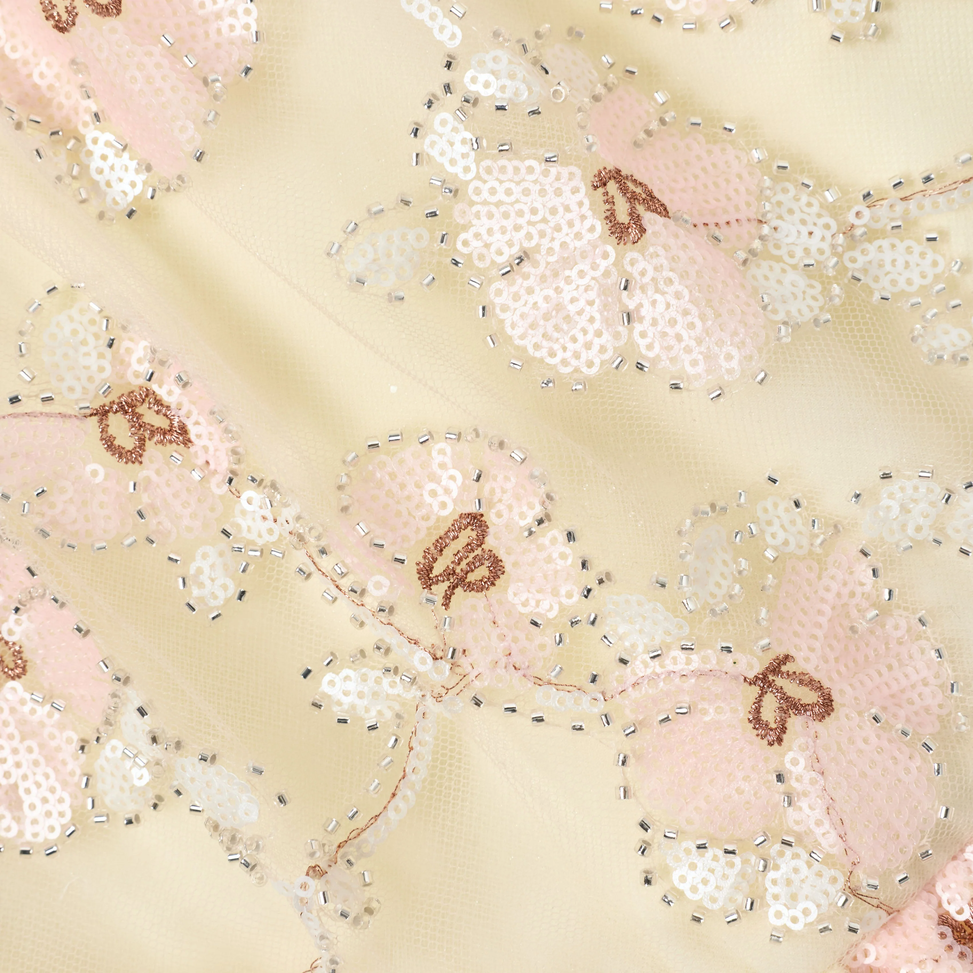 Cream Embellished Flower Tulle Dress - Image 3