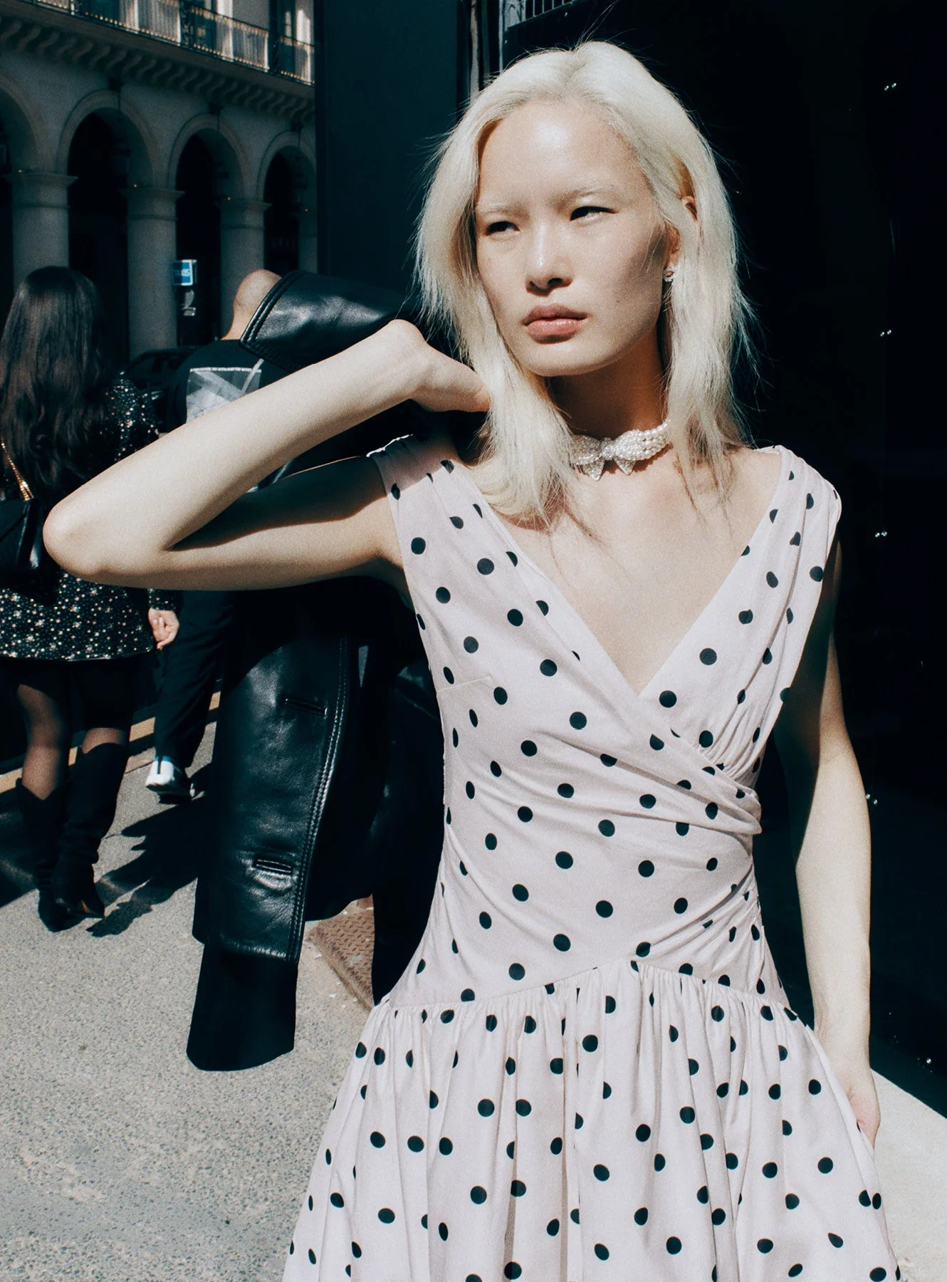Cream Polka Dot Cotton Midi Dress - Image 6