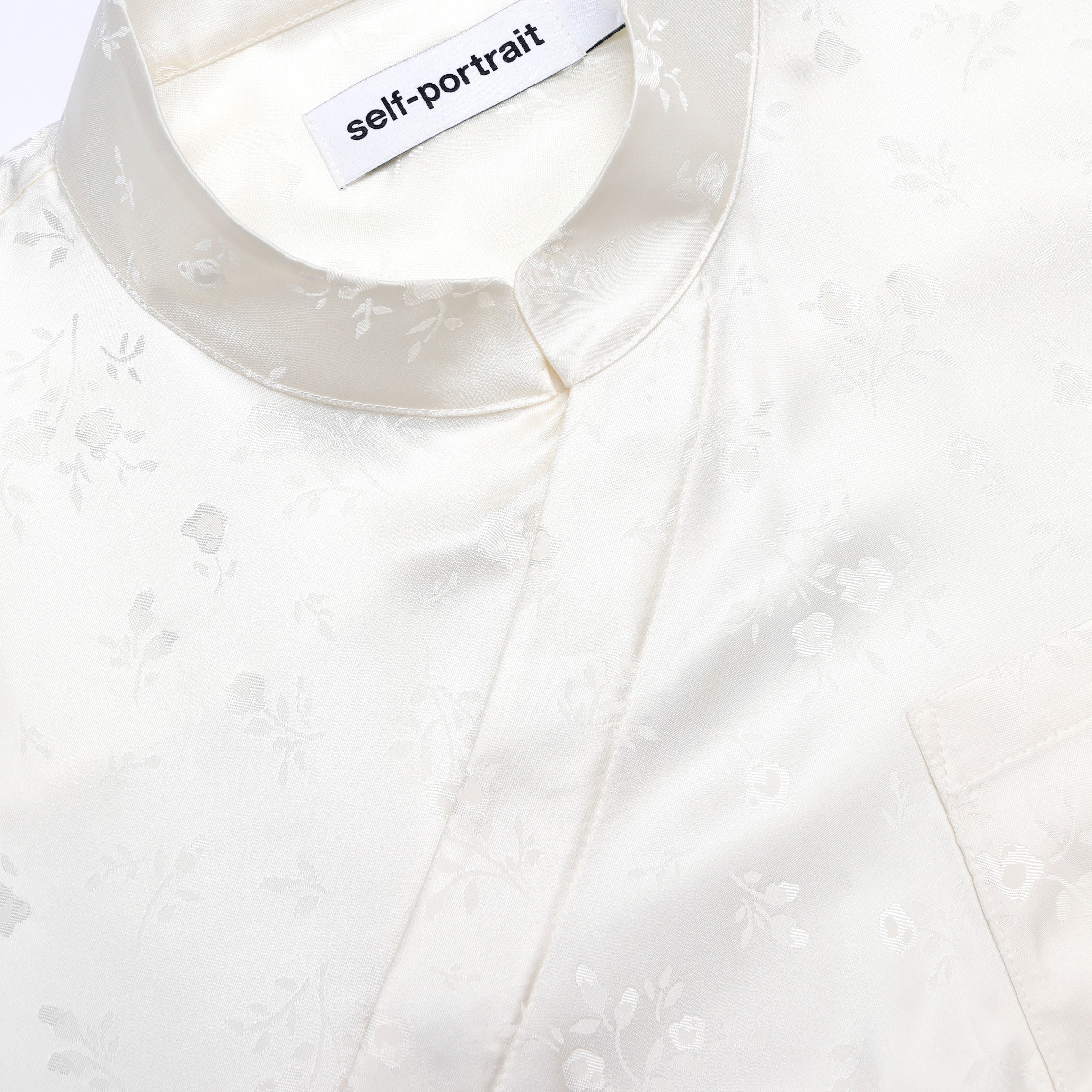 Cream Satin Jacquard Blouse - Image 5