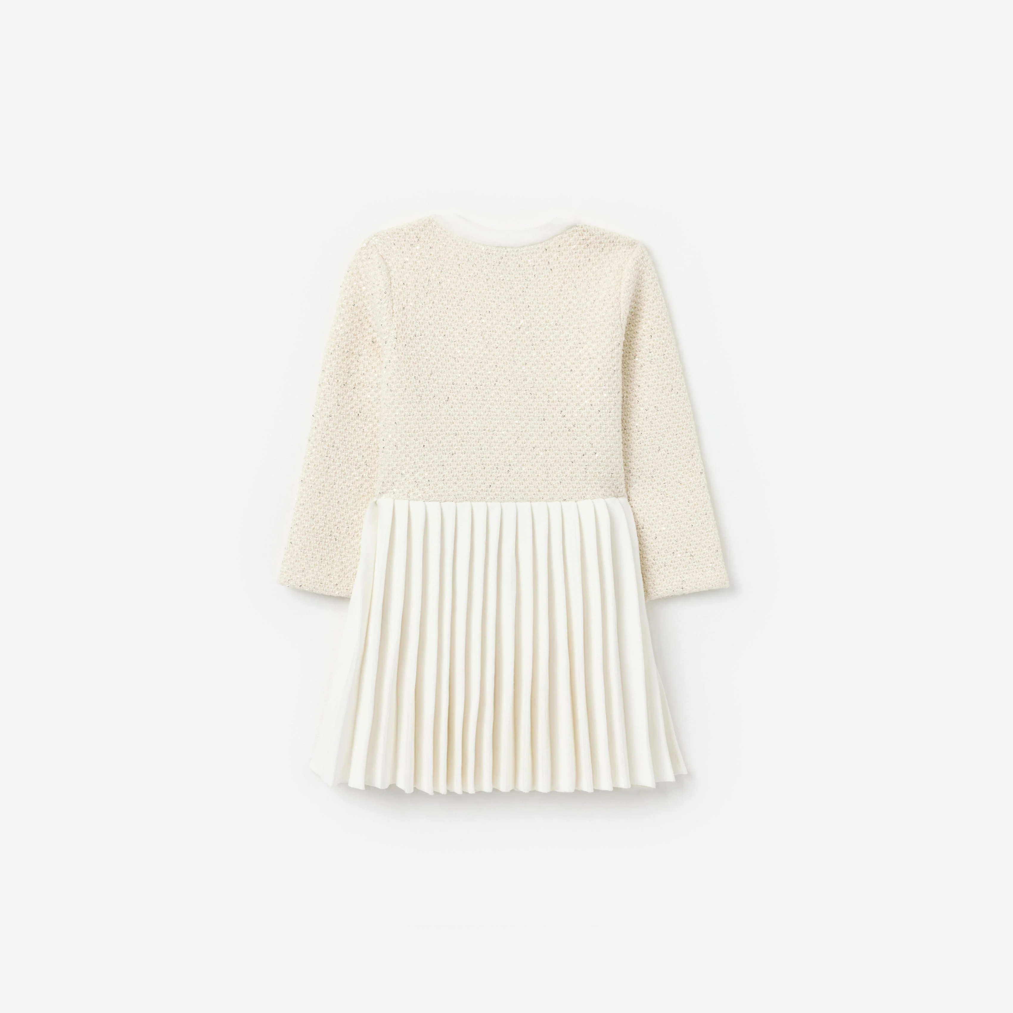 Cream Sequin Knit Bow Trim Dress - Image 2