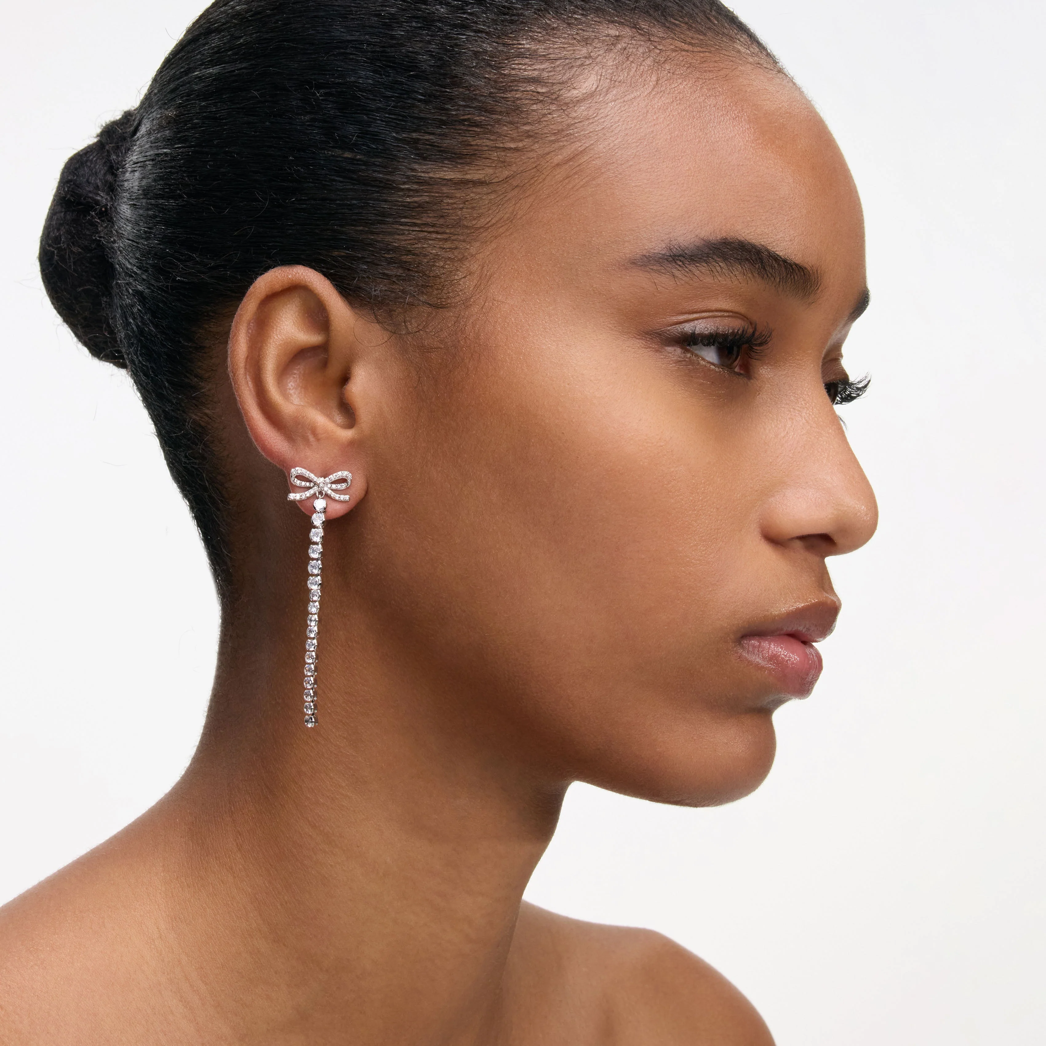 Crystal Bow Droplet Earrings - Image 4