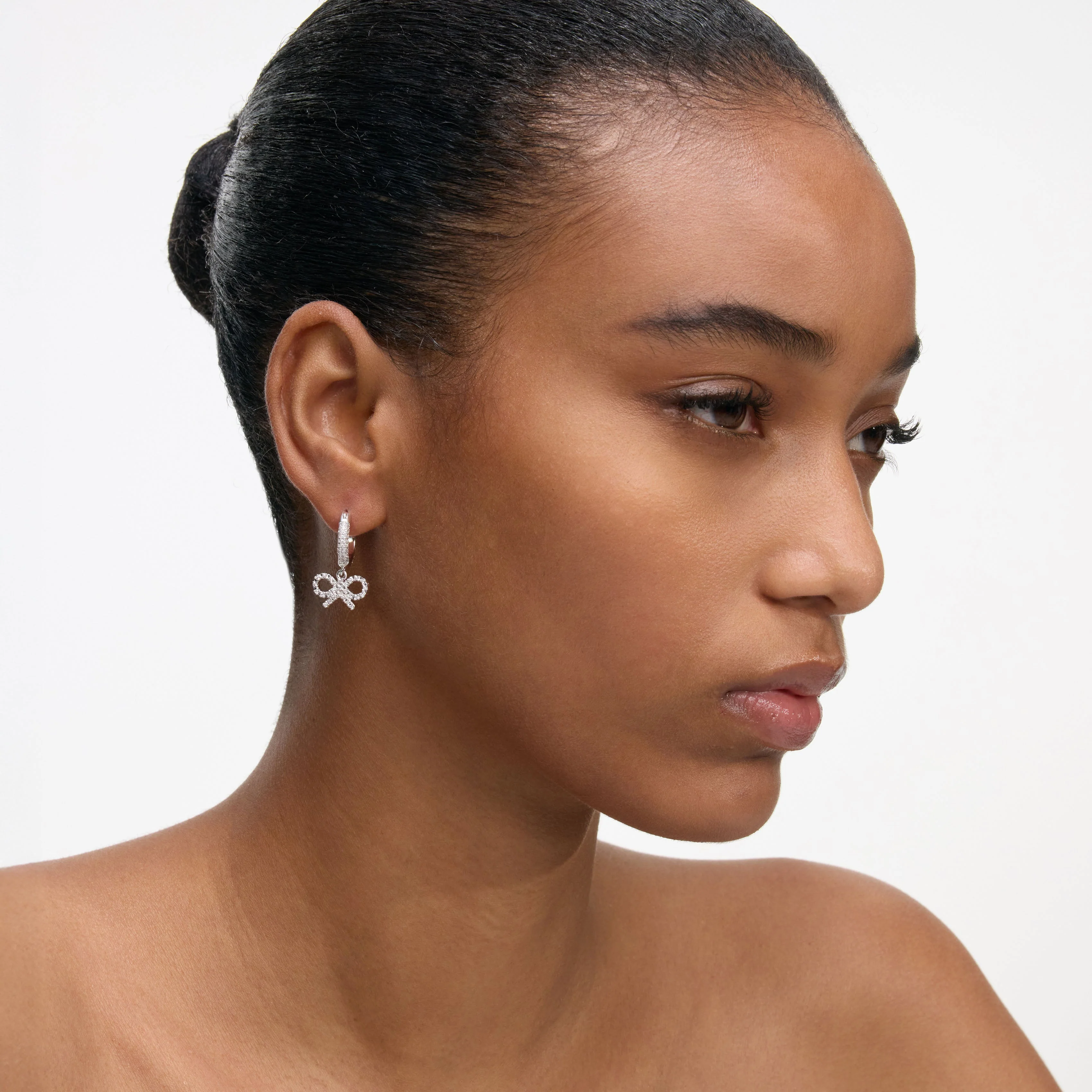 Crystal Bow Hoop Earrings - Image 2