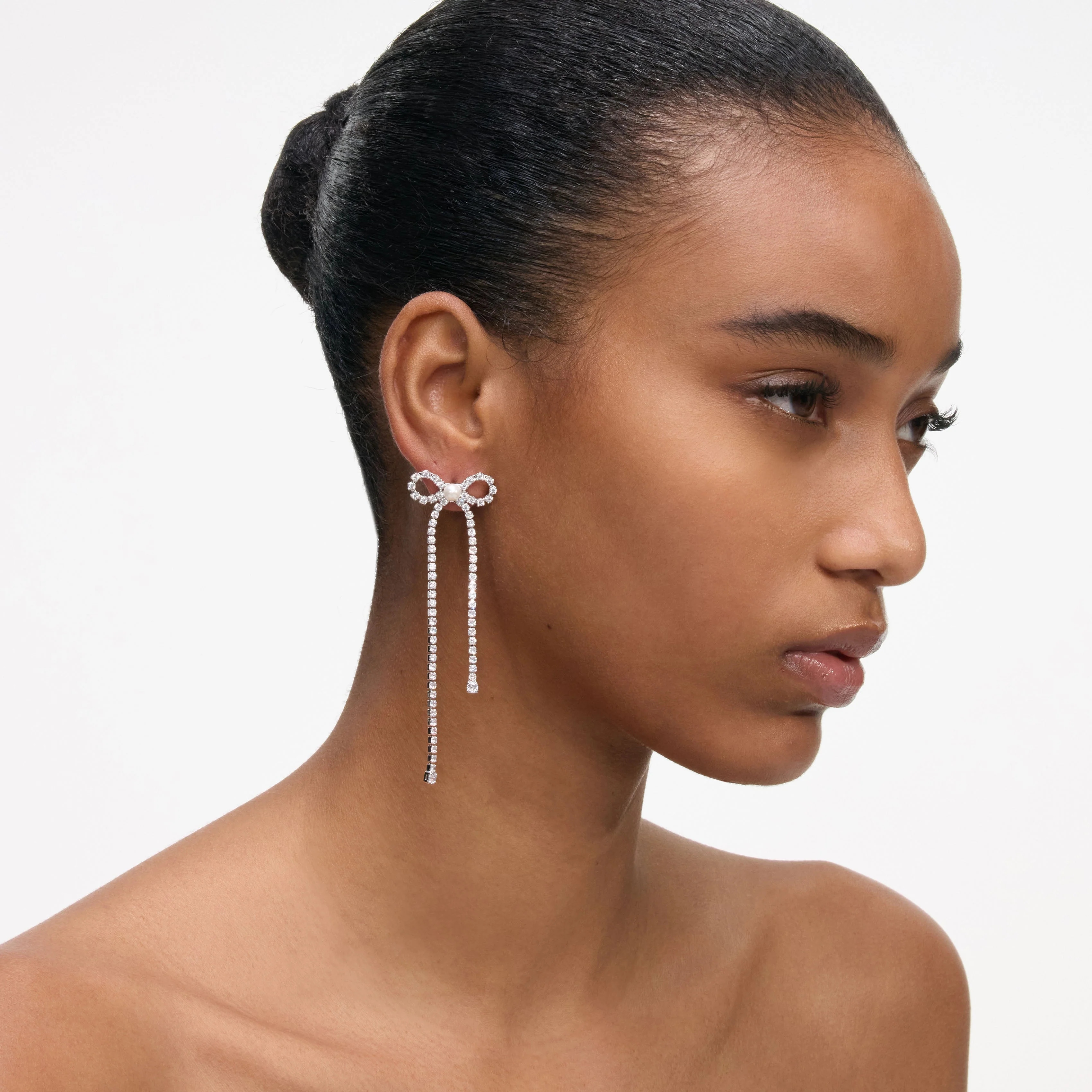 Crystal Droplet Bow Earrings - Image 2
