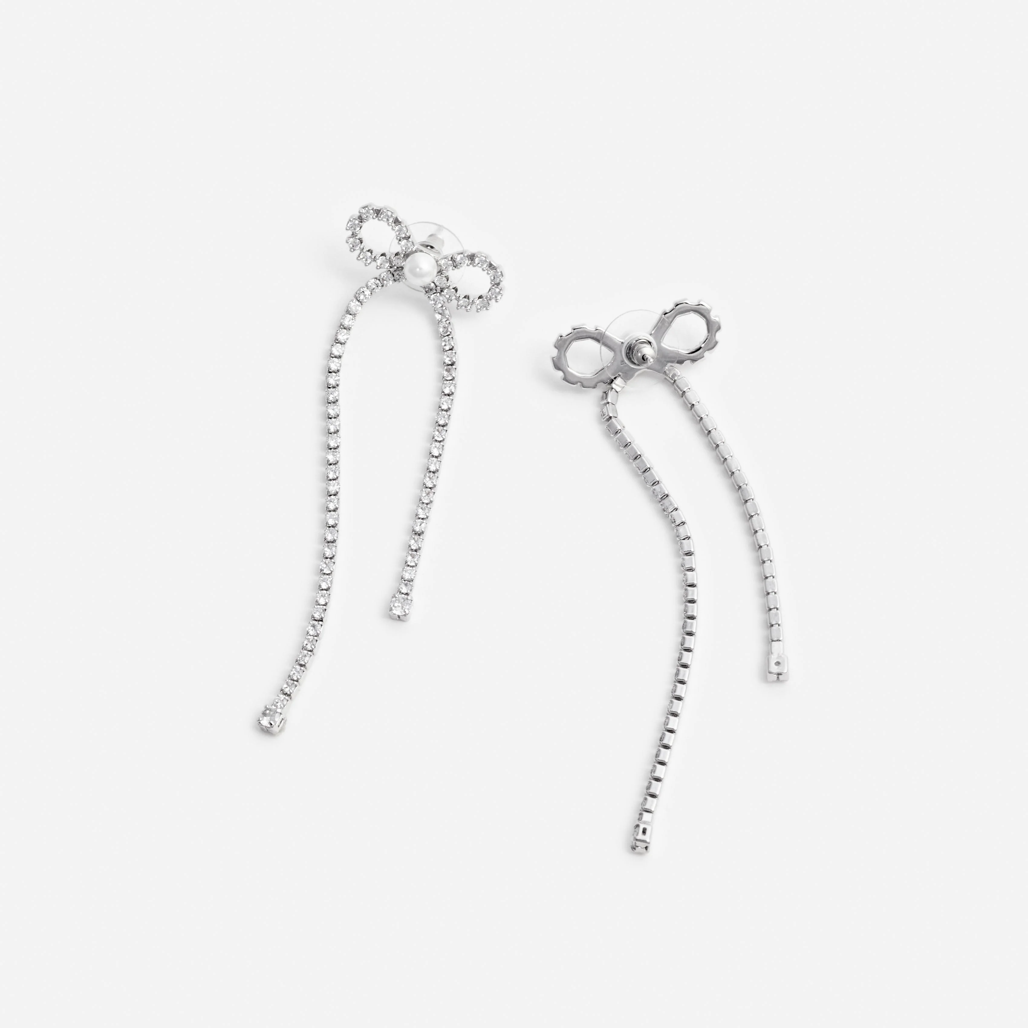 Crystal Droplet Bow Earrings - Image 3