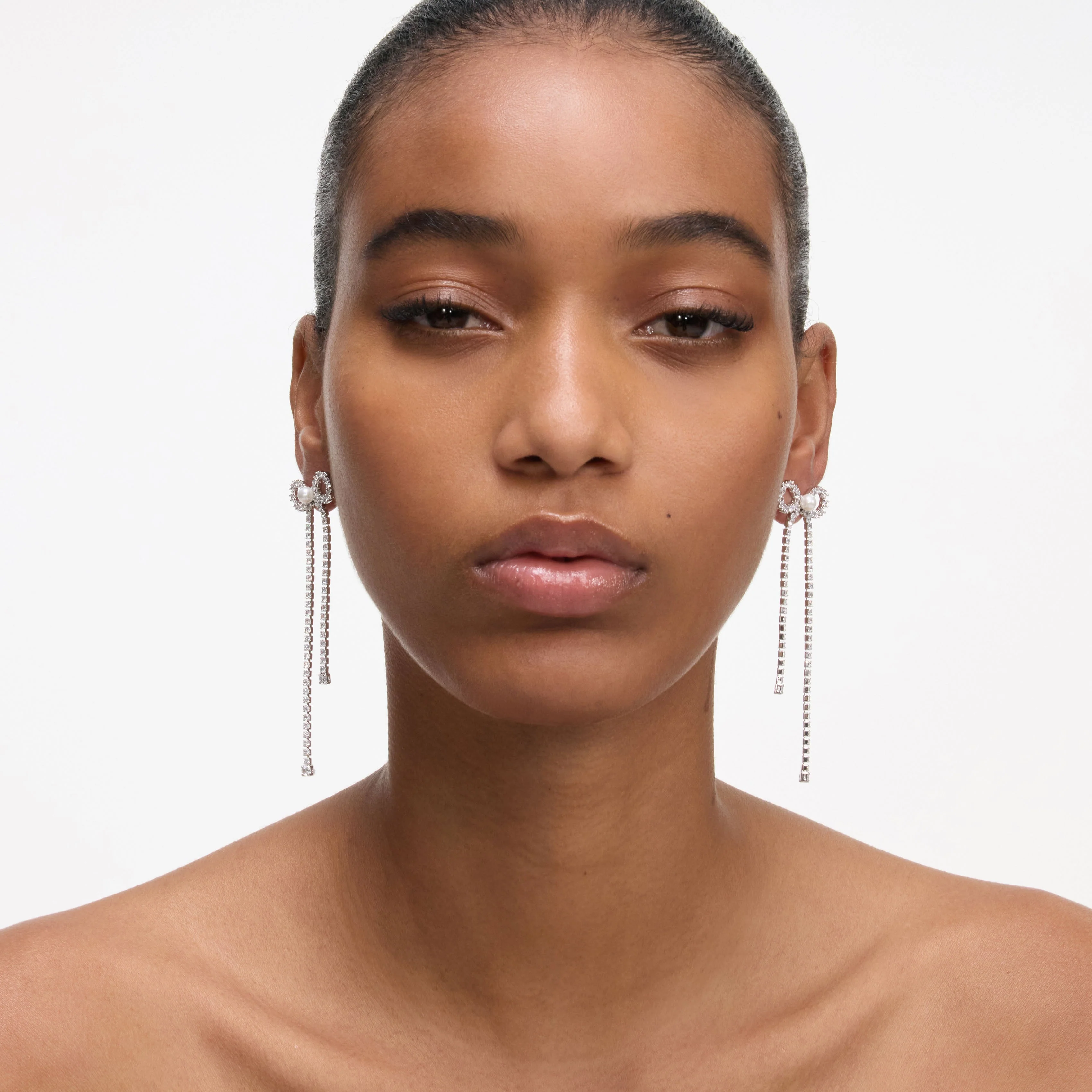 Crystal Droplet Bow Earrings - Image 4
