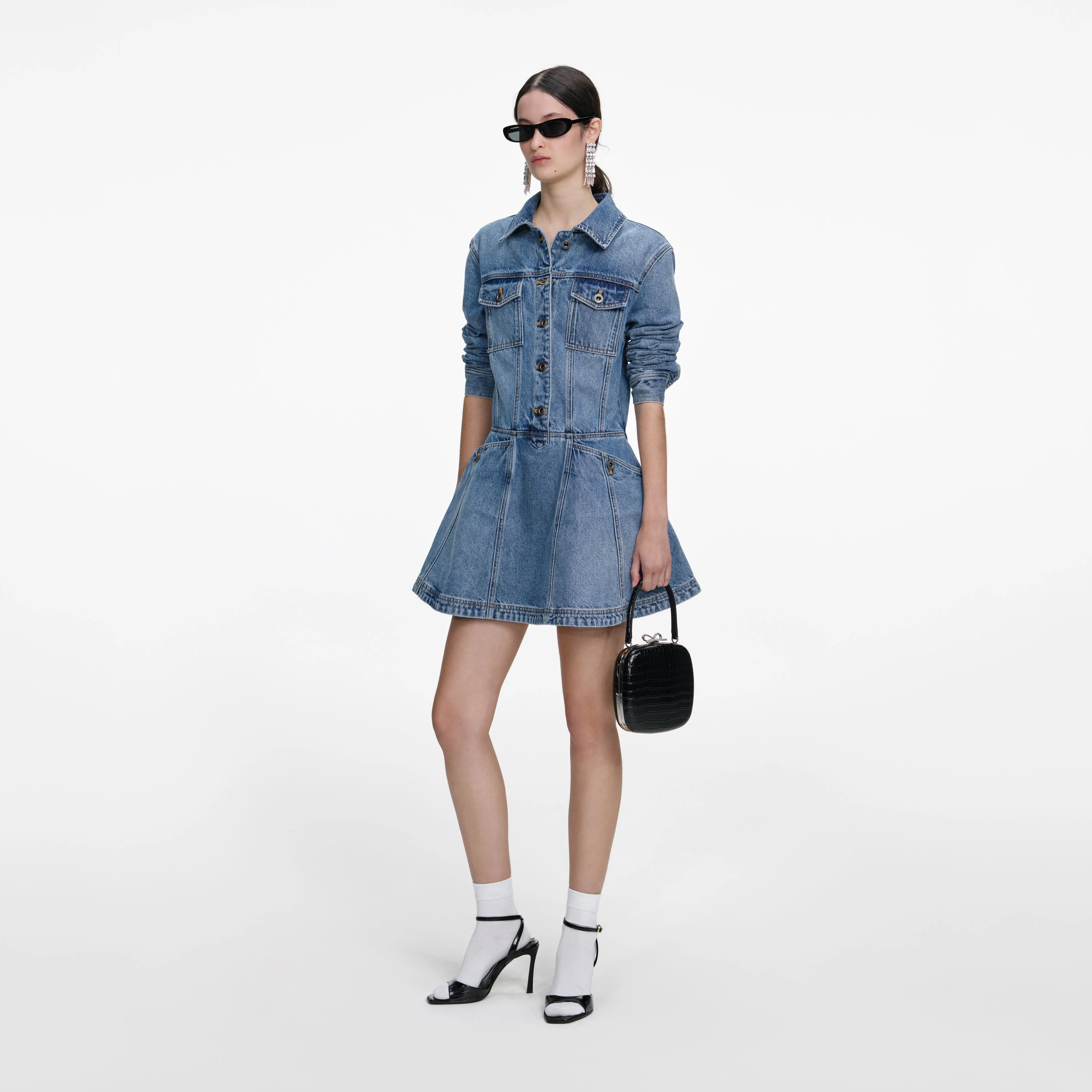 Denim Mini Shirt Dress - Image 2