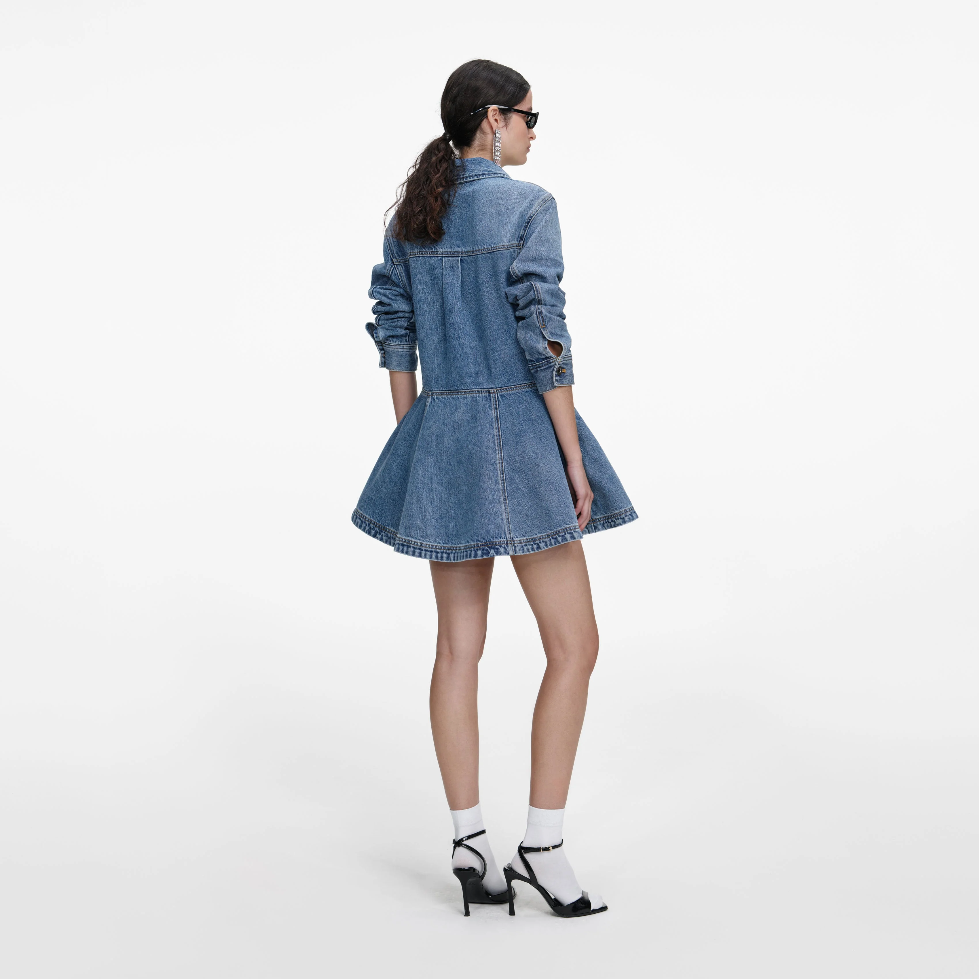 Denim Mini Shirt Dress - Image 3