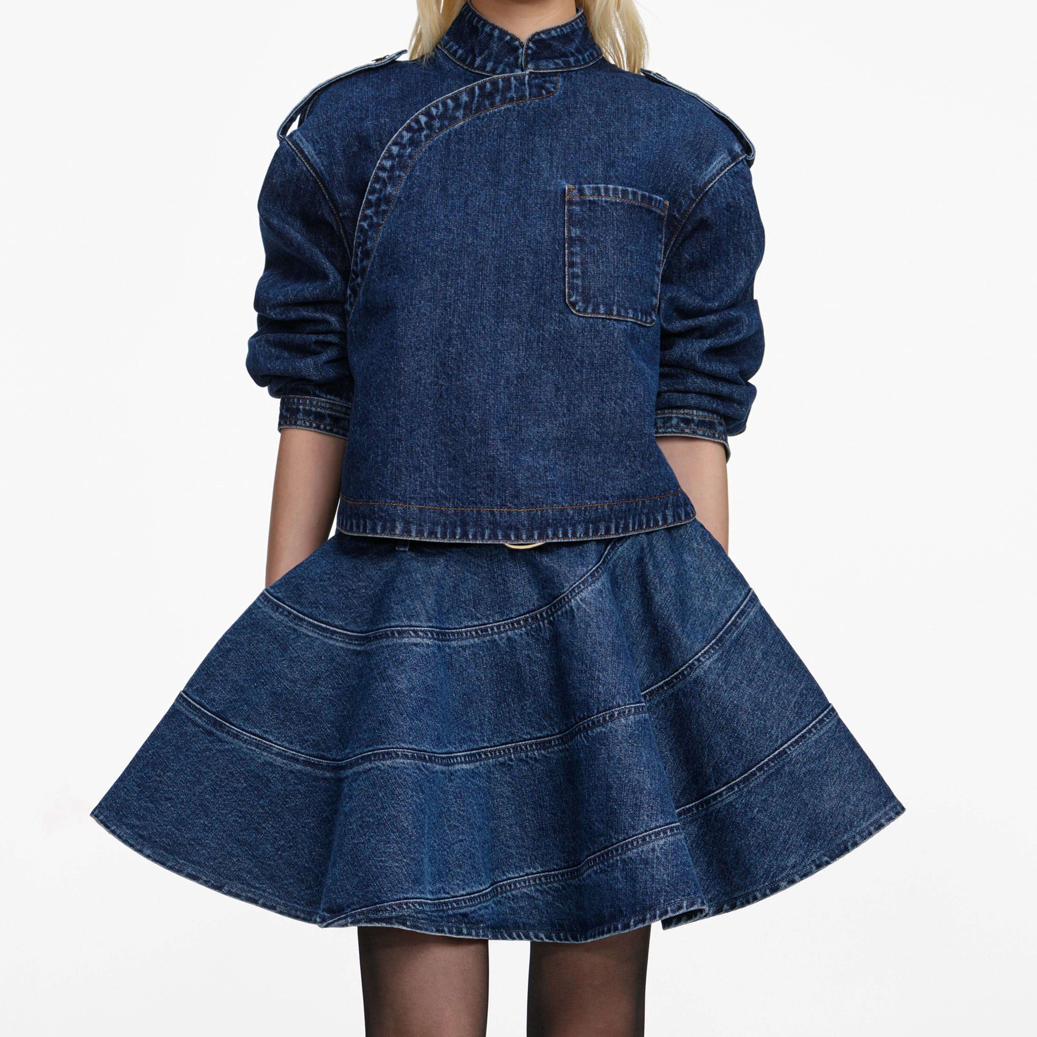 Flared Denim Mini Skirt - Image 4