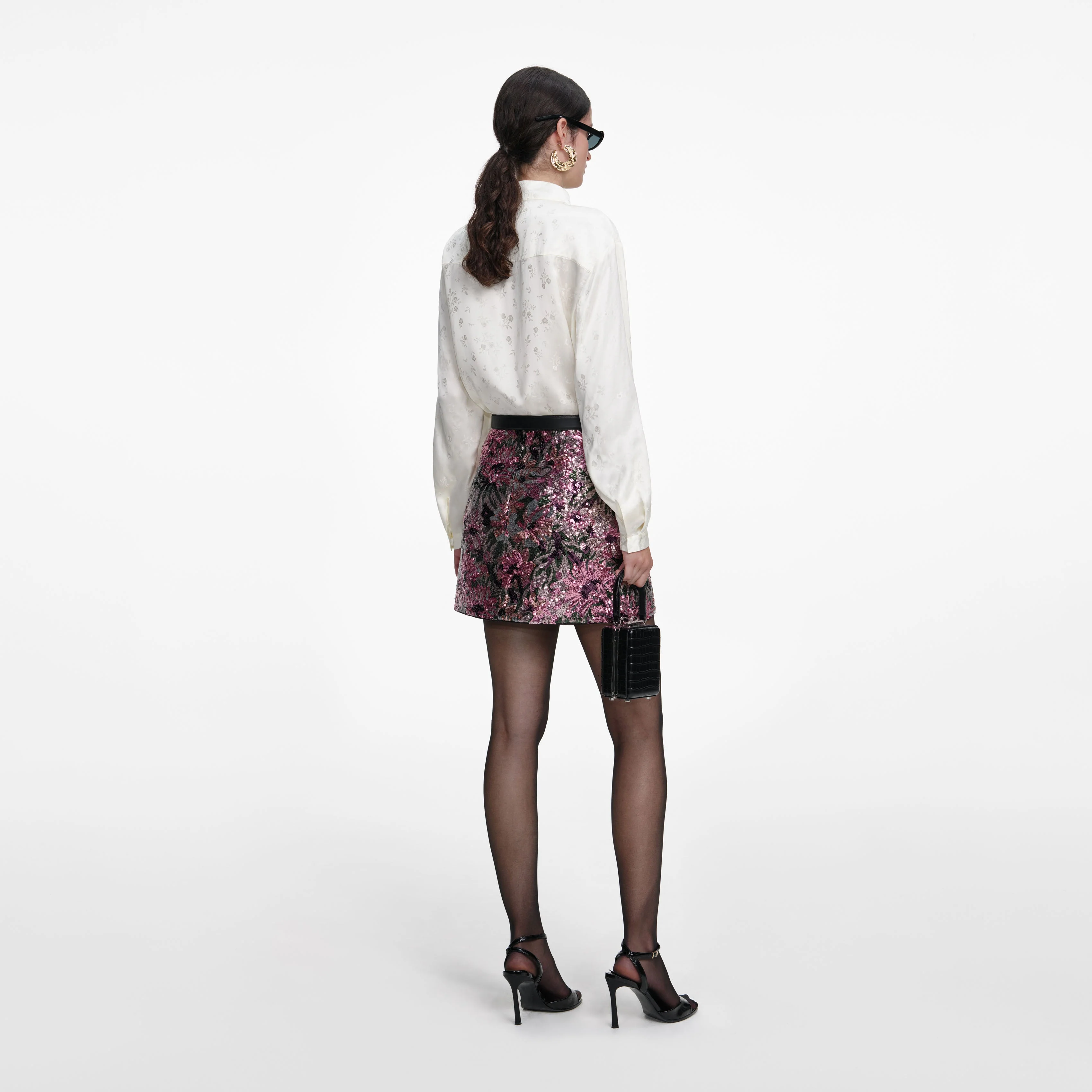Floral Sequin Mini Skirt - Image 3