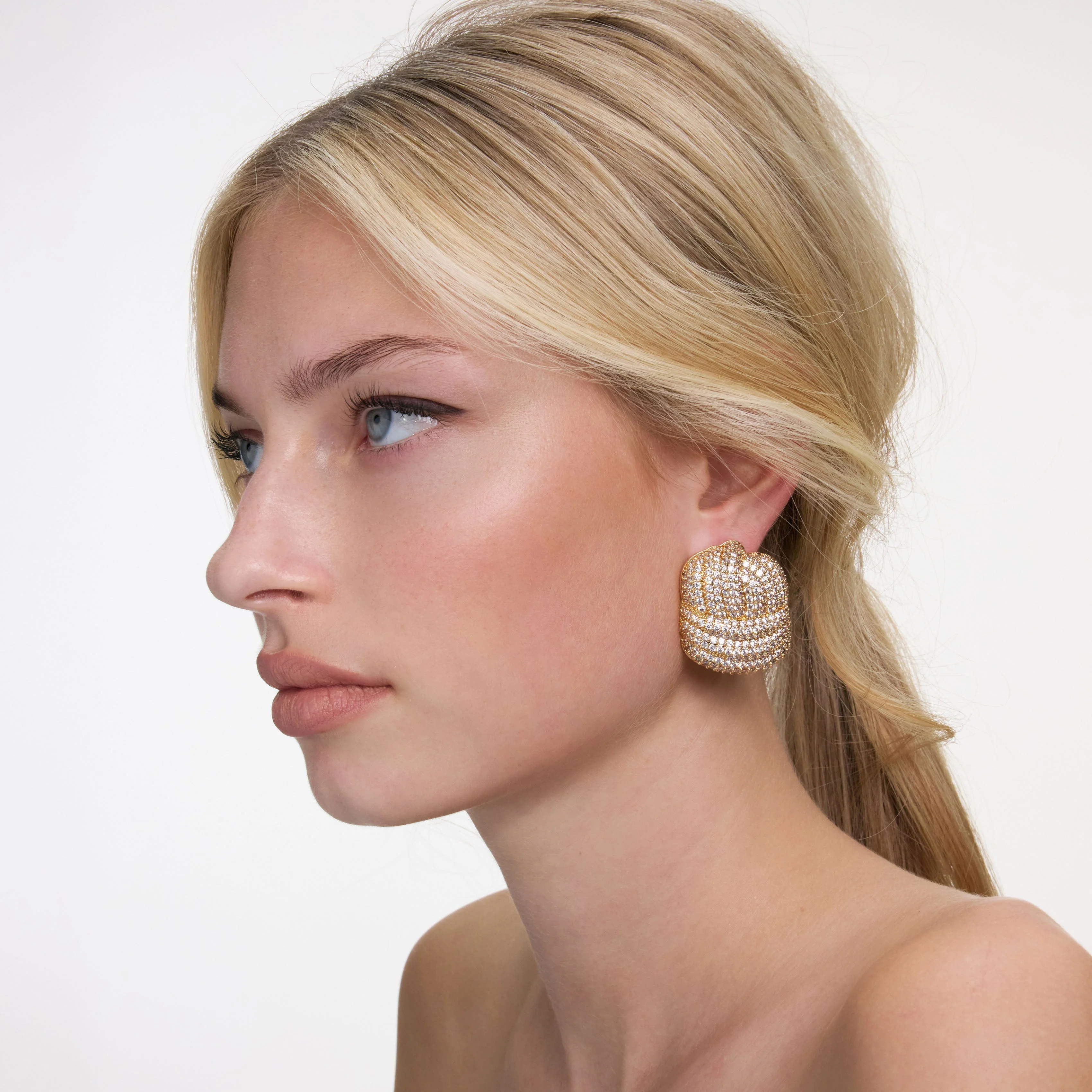 Gold Crystal Knot Earrings - Image 4