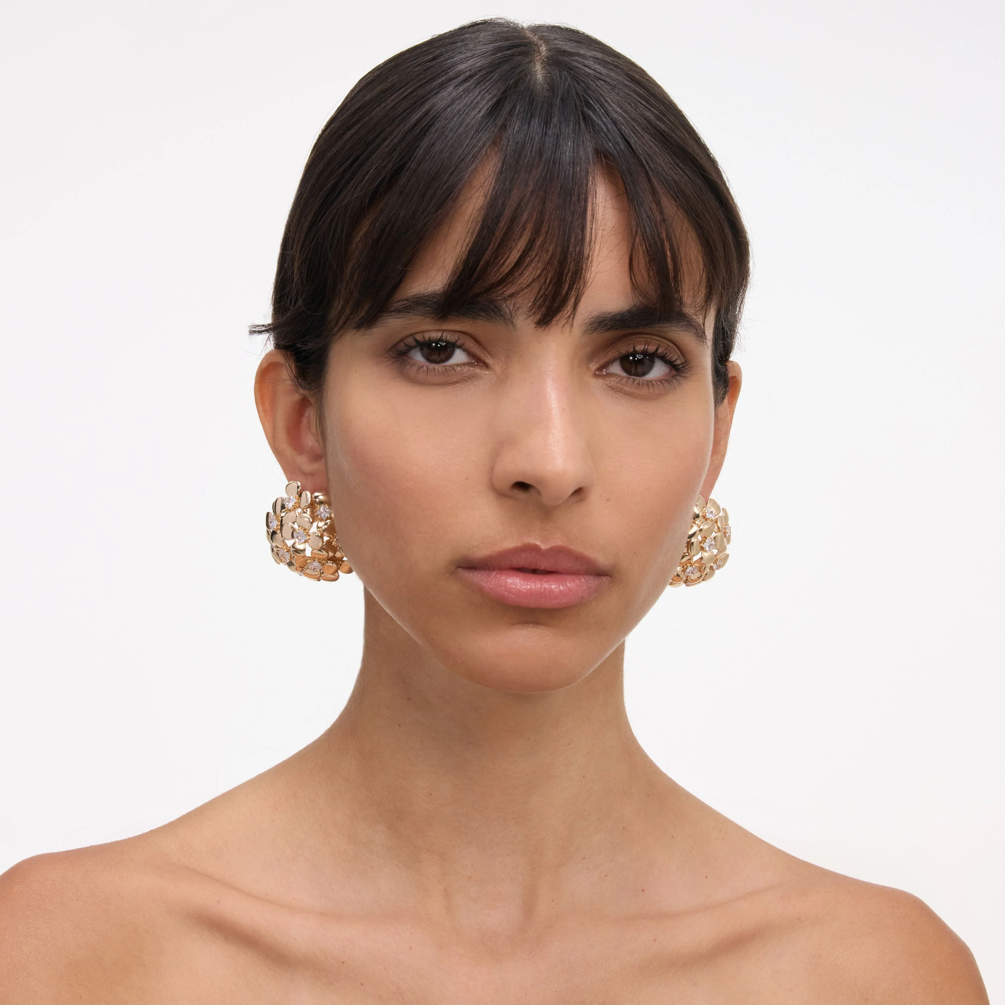 Gold Flower Cluster Earrings - Image 2