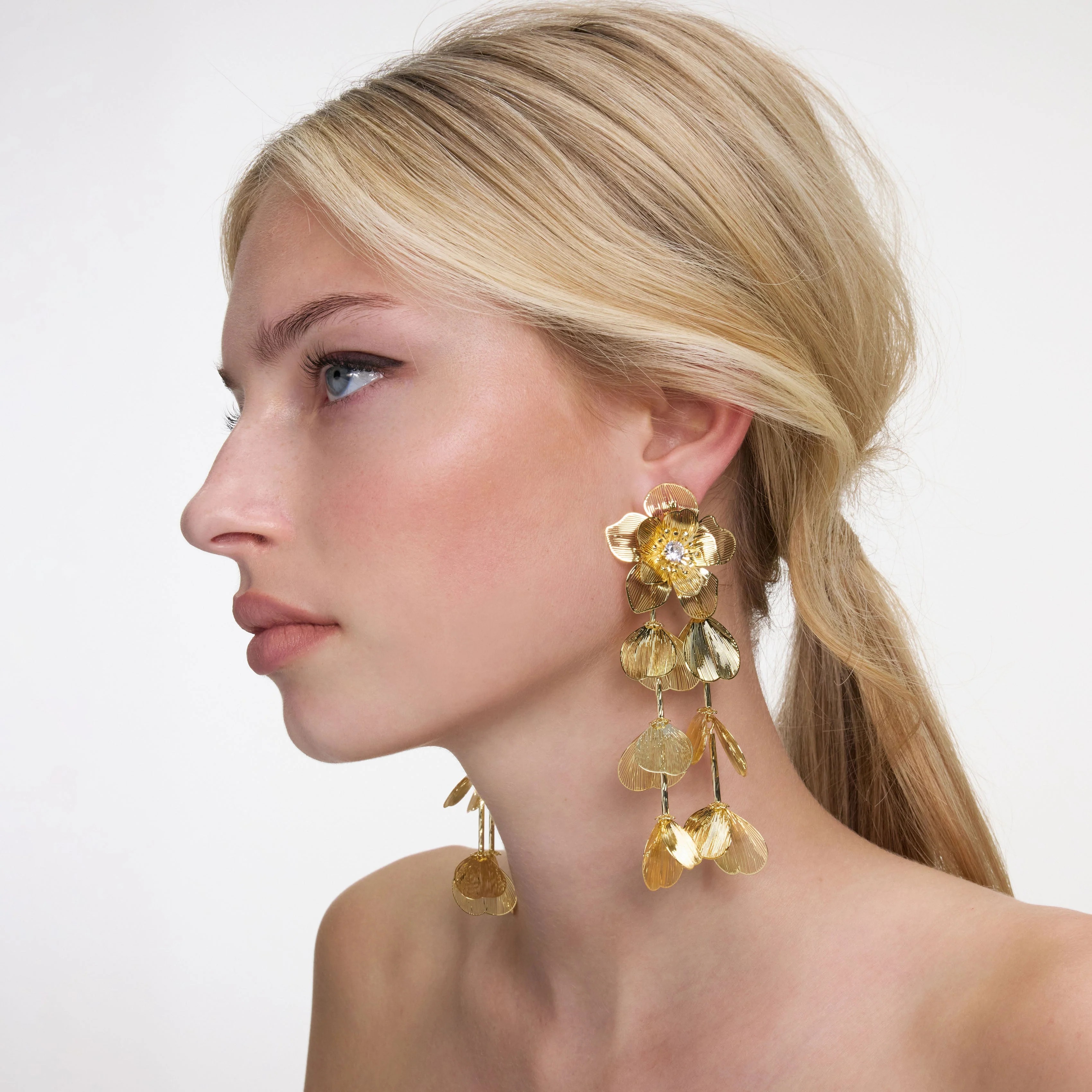 Gold Flower Earrings - Image 2