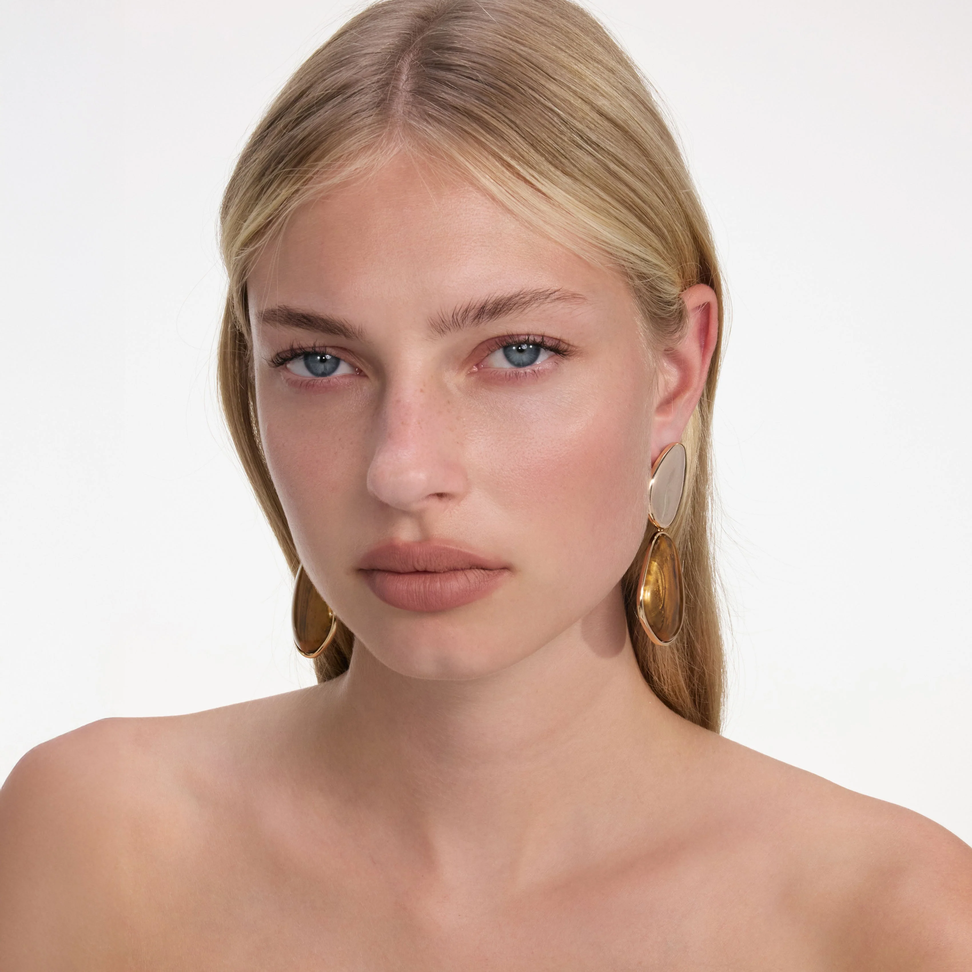 Gold Tiger Eye Tiered Earrings - Image 2