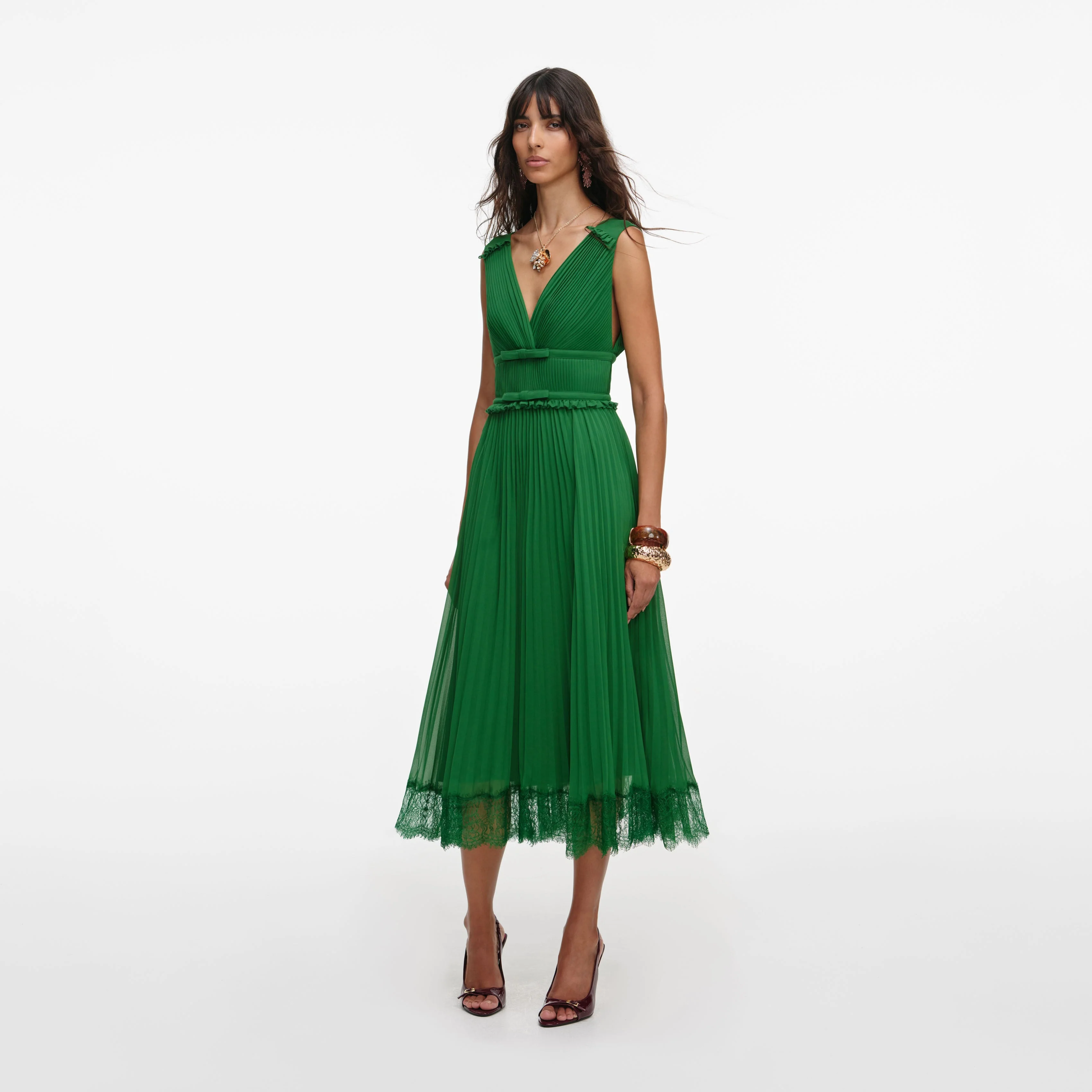 Green Chiffon Midi Dress - Image 2