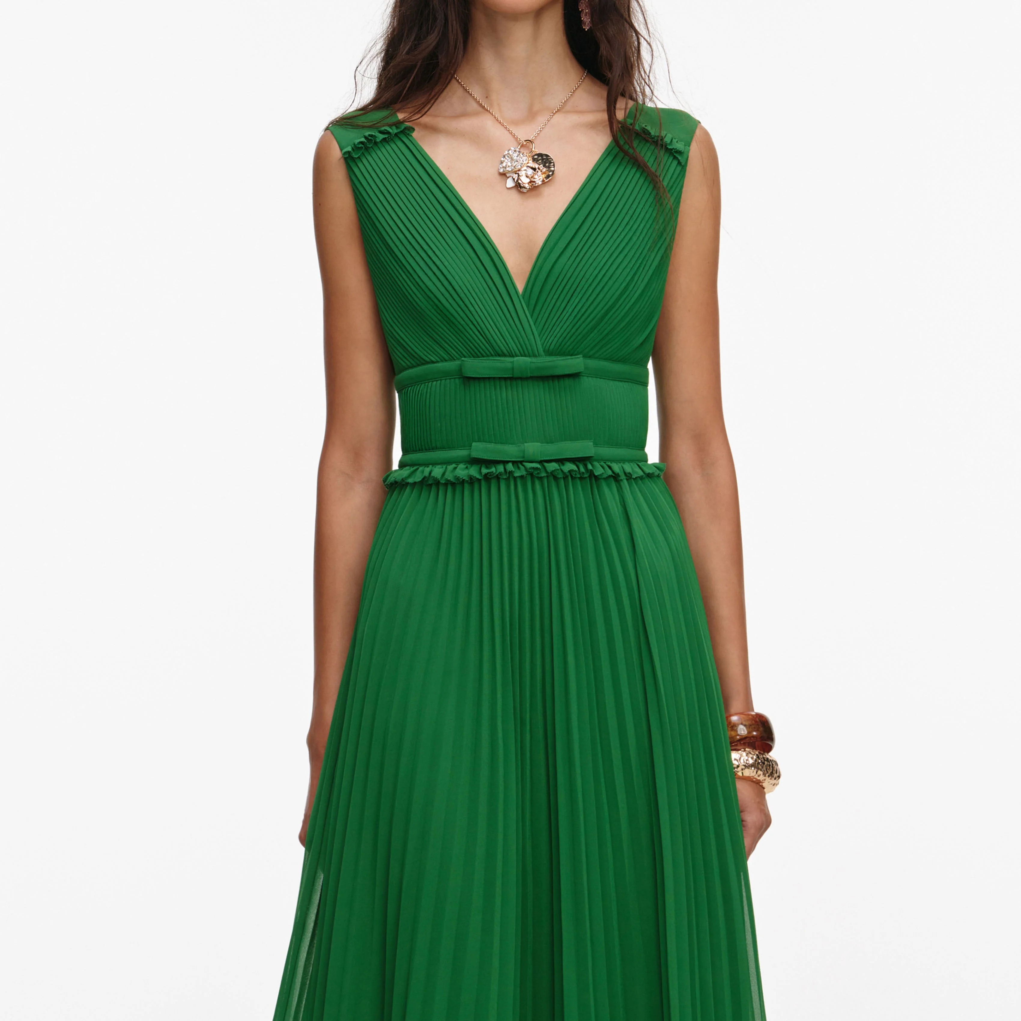 Green Chiffon Midi Dress - Image 4