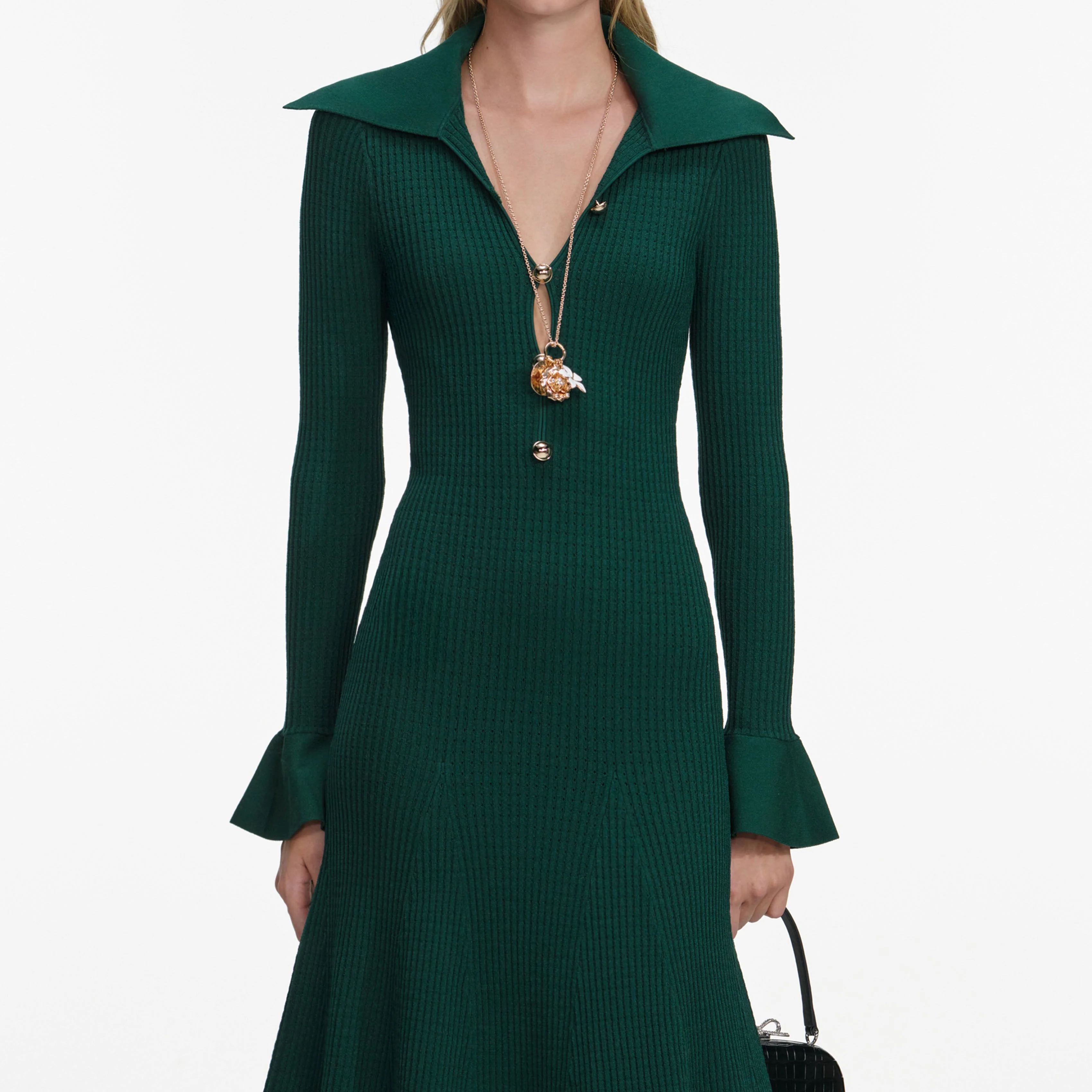 Green Keyhole Knit Midi Dress - Image 4