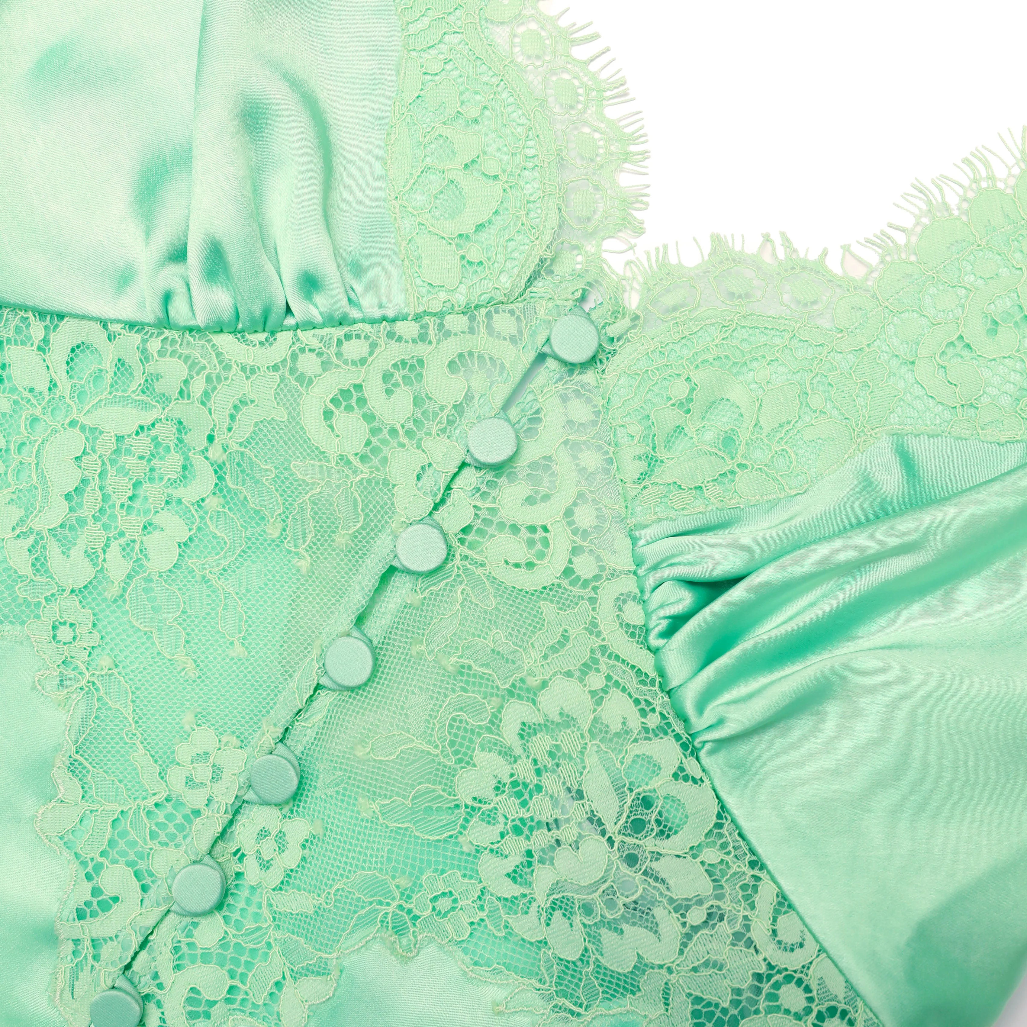 Green Satin Lace Top - Image 5