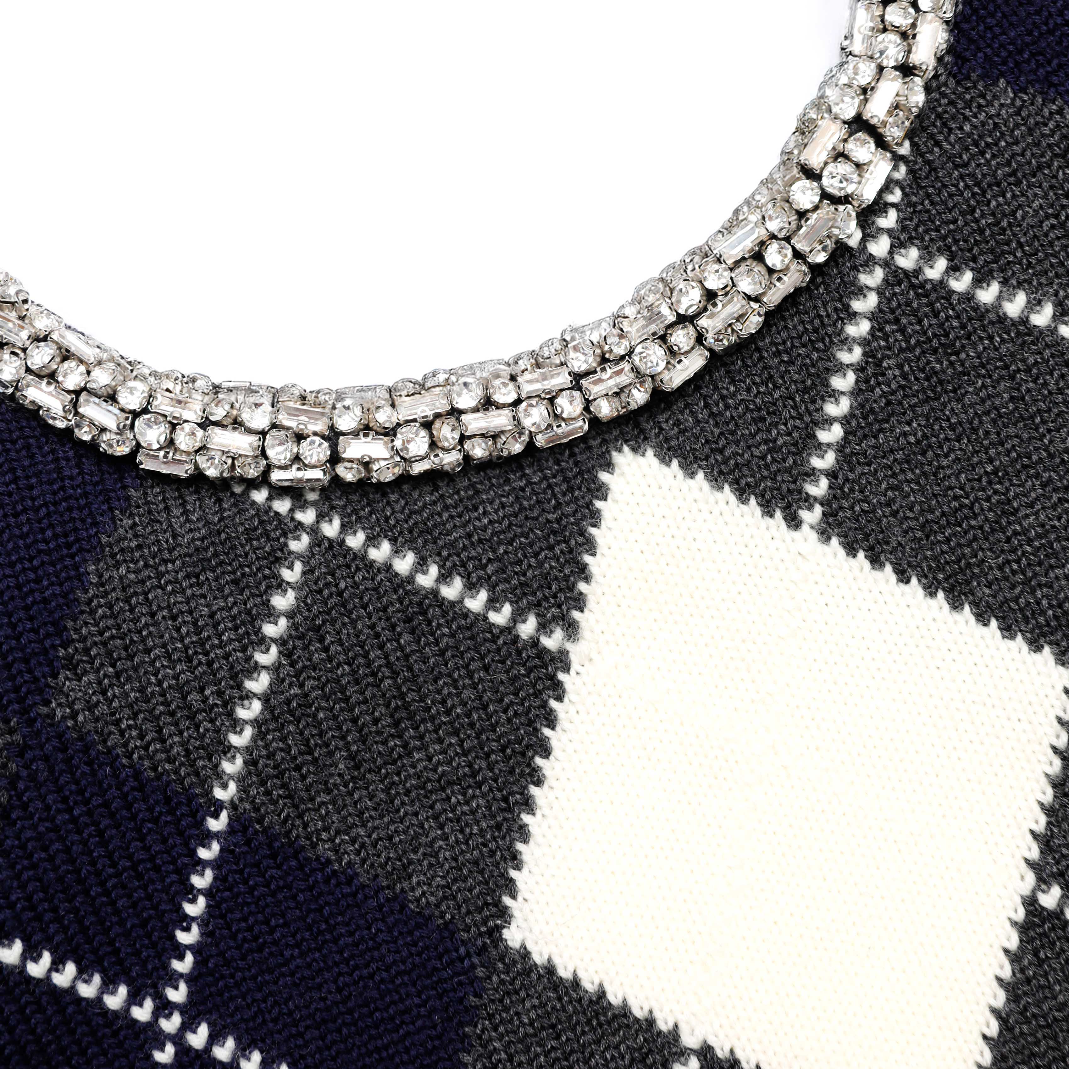 Grey Argyle Crystal Trim Jumper - Image 5
