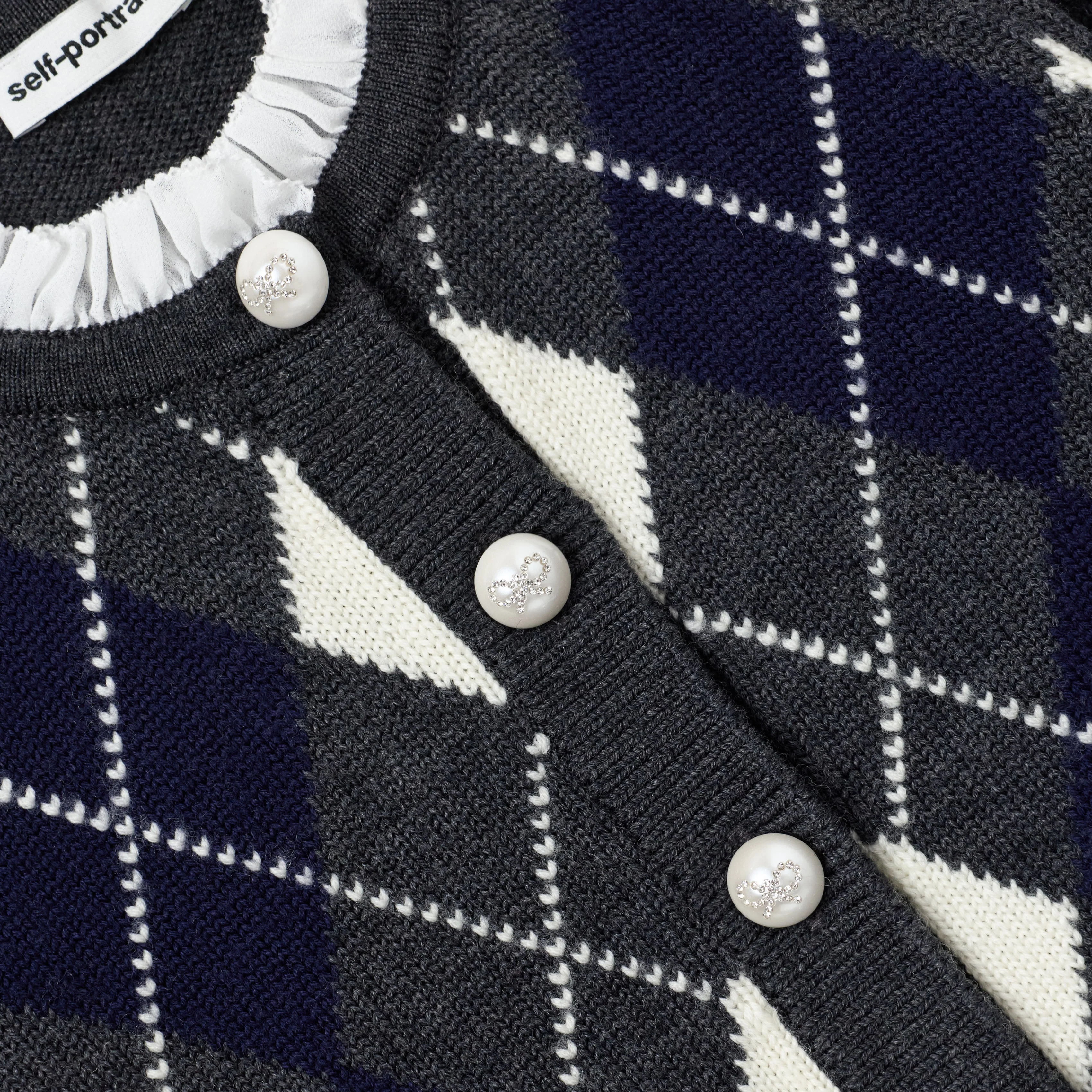 Grey Argyle Knit Dress - Image 3
