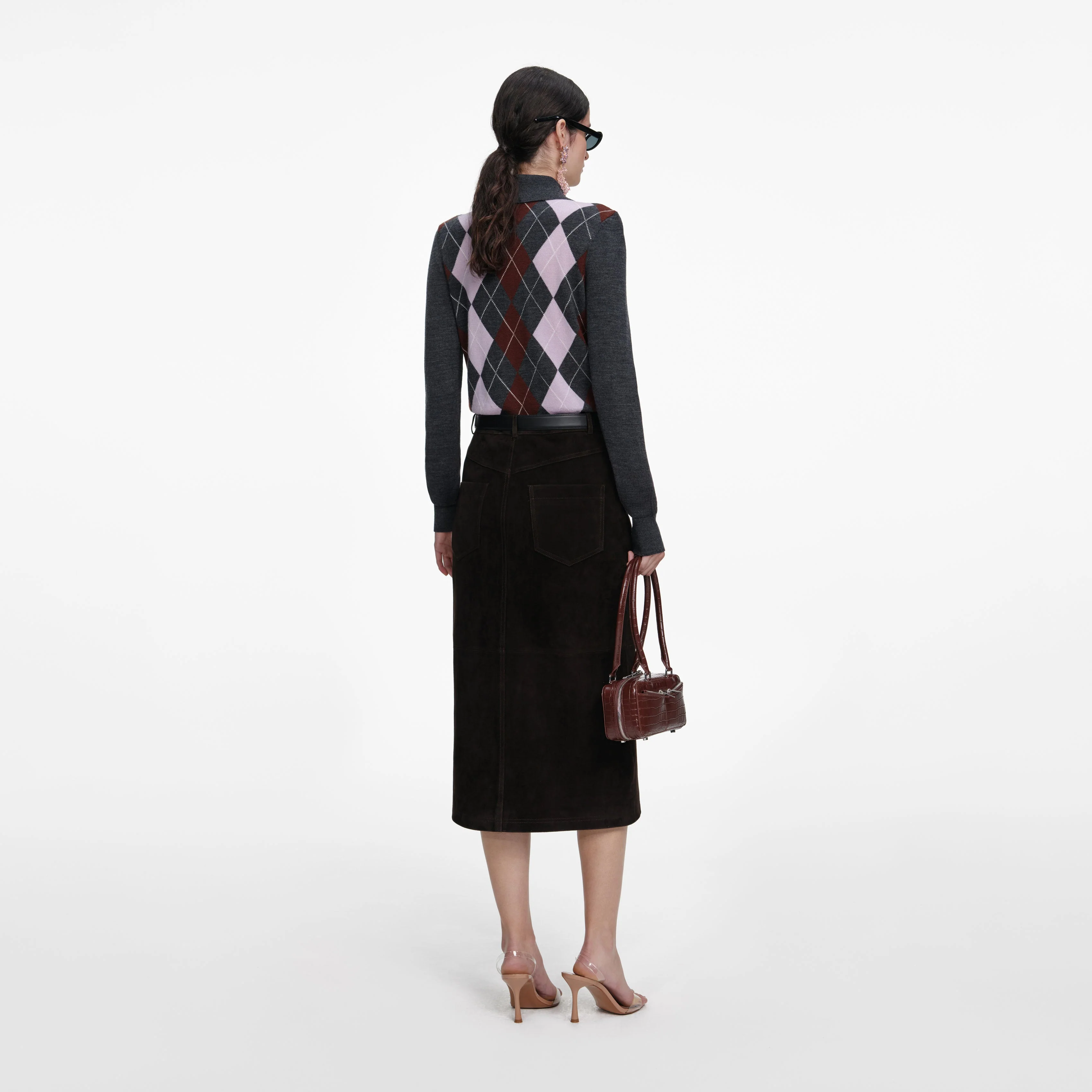 Grey Argyle Lightweight Jumper - Image 3