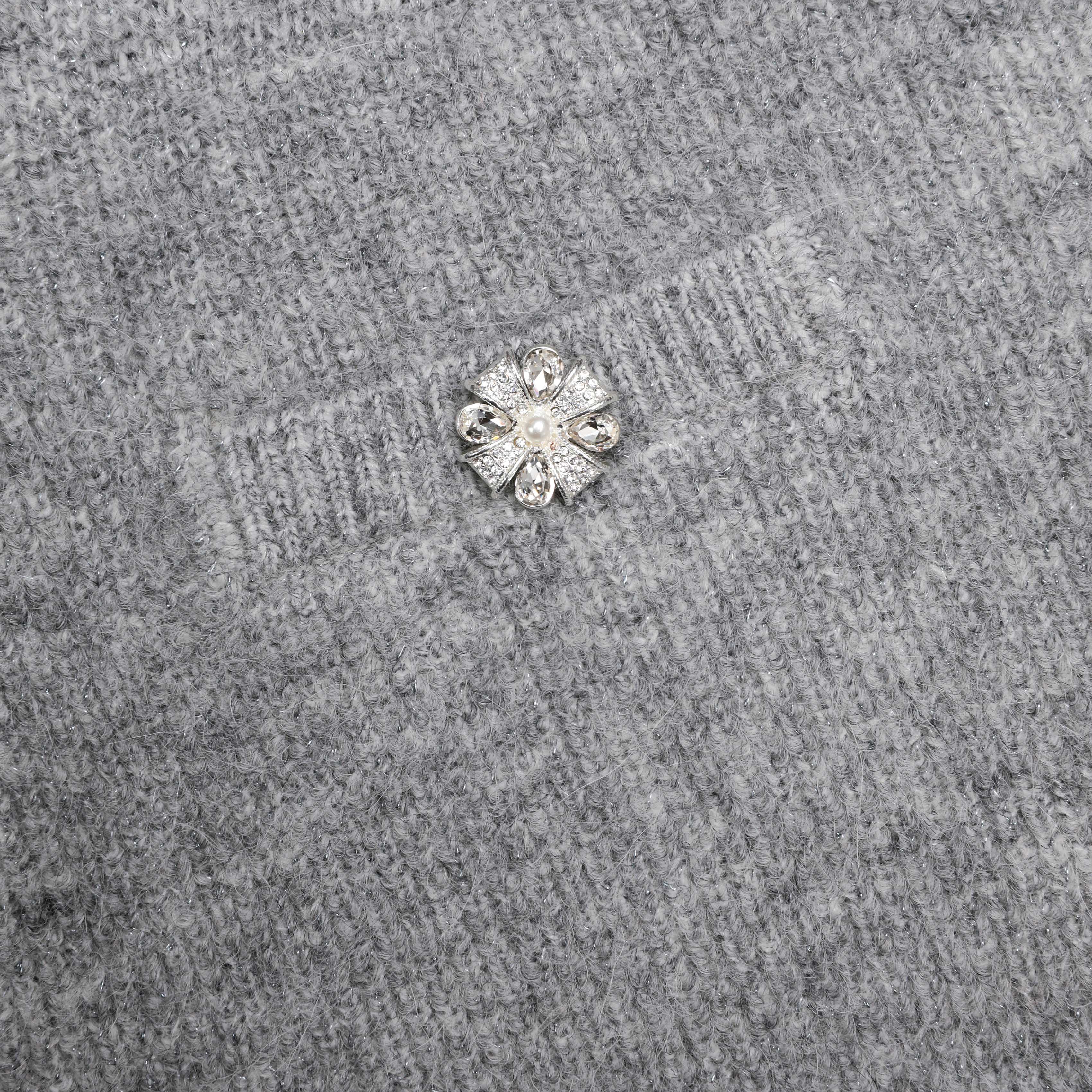 Grey Fluffy Knit Mini Skirt - Image 5
