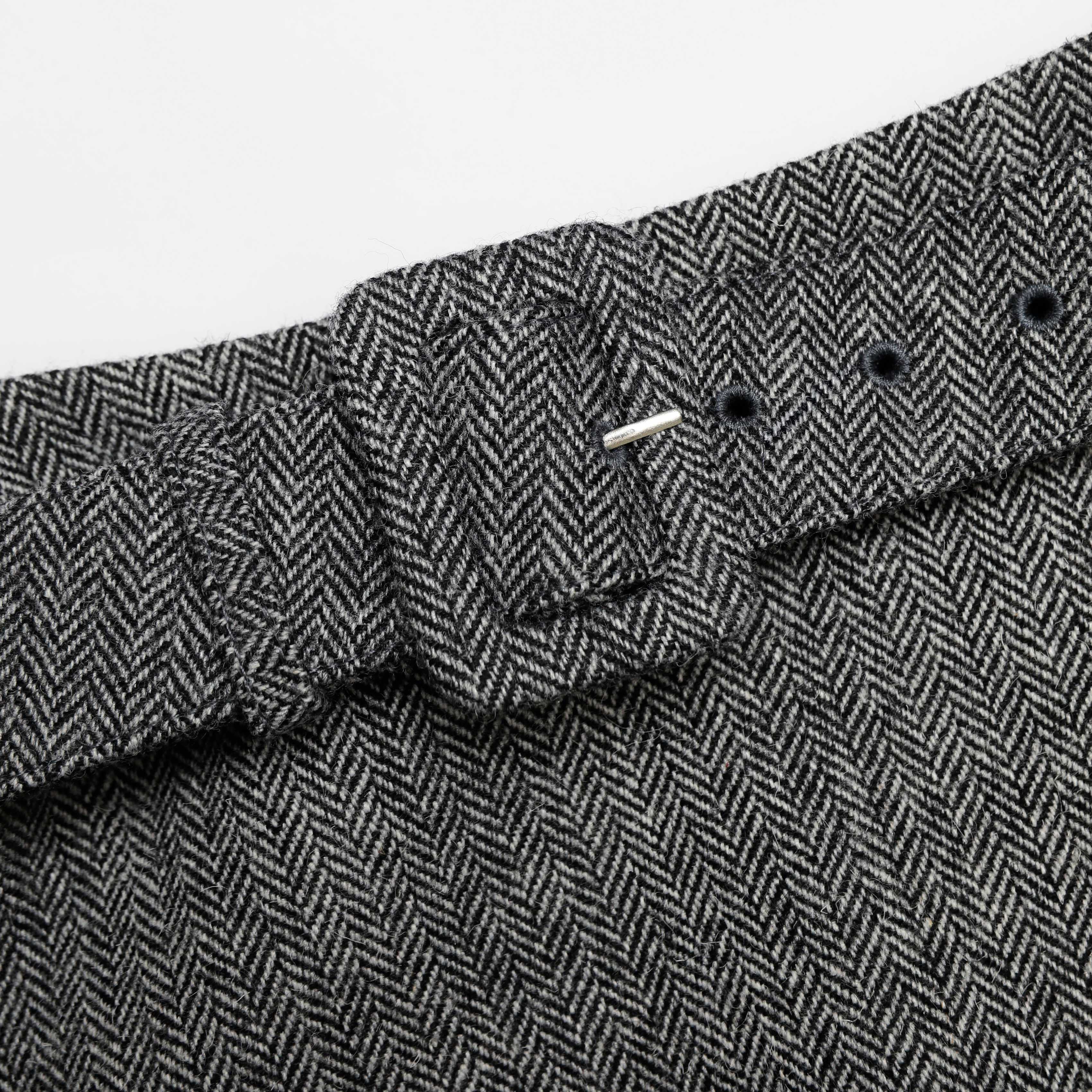 Grey Herringbone Flared Mini Skirt - Image 5