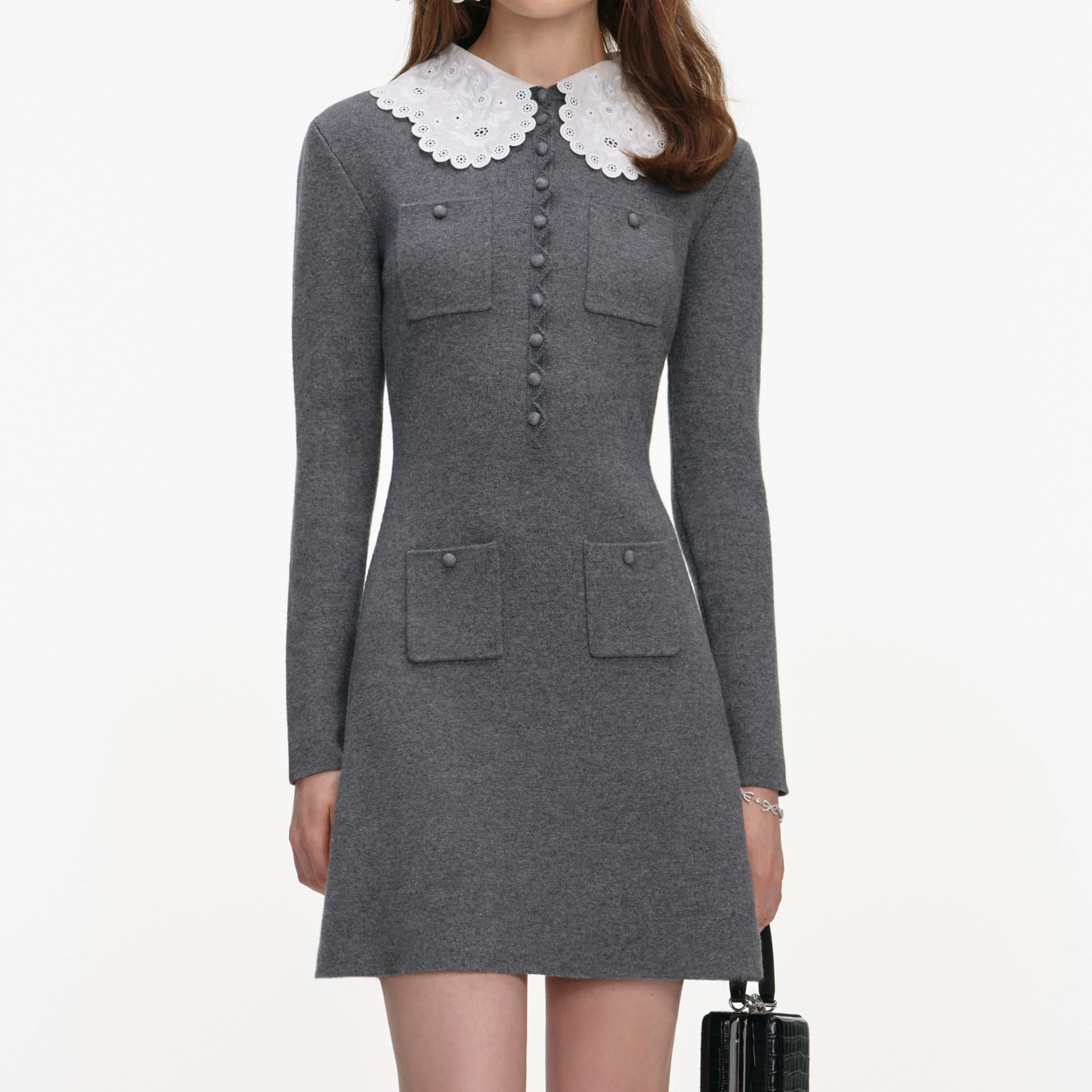 Grey Knit Mini Dress - Image 4