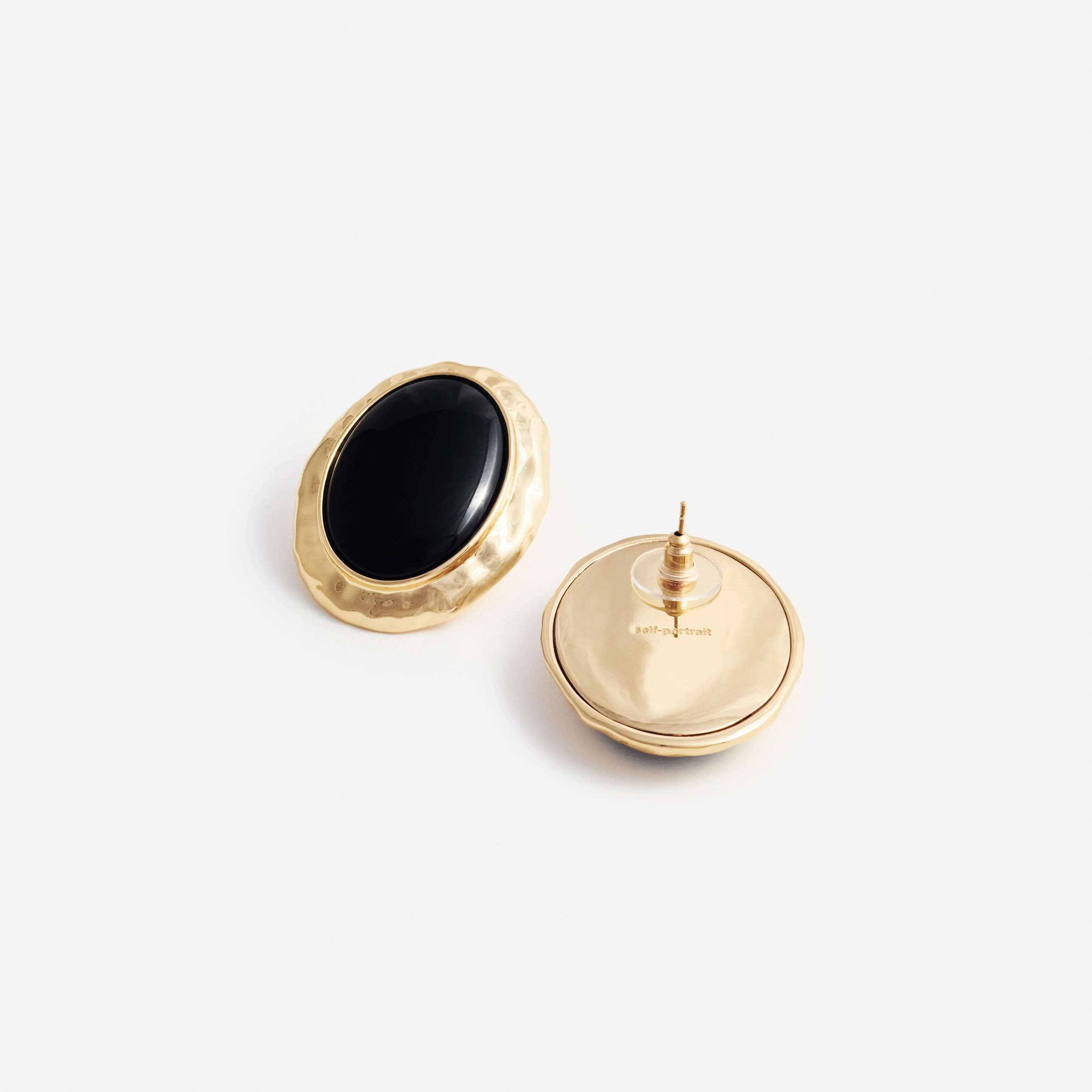 Hammered Gold Black Earrings - Image 3