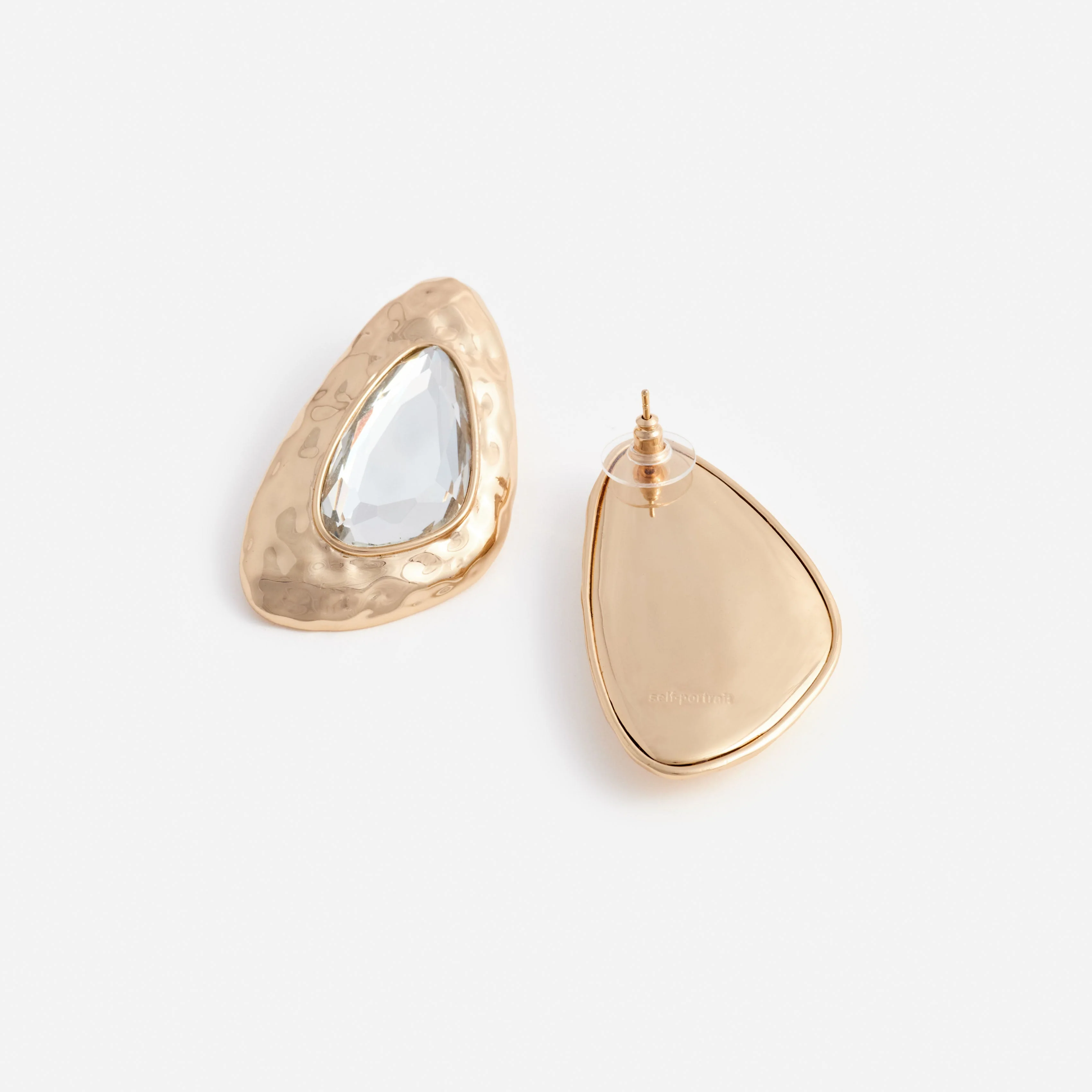 Hammered Gold Crystal Earrings - Image 3