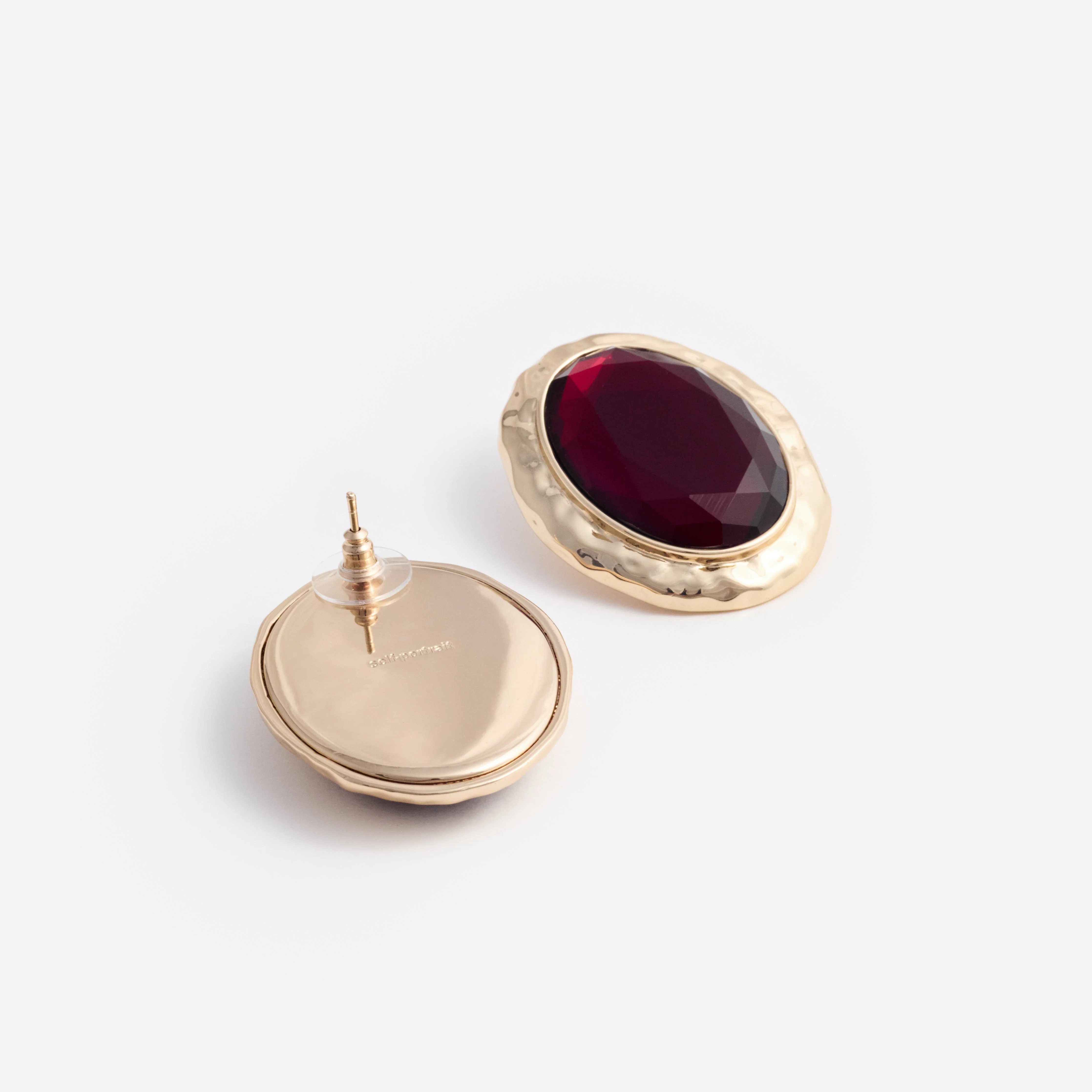 Hammered Gold Red Earrings - Image 3