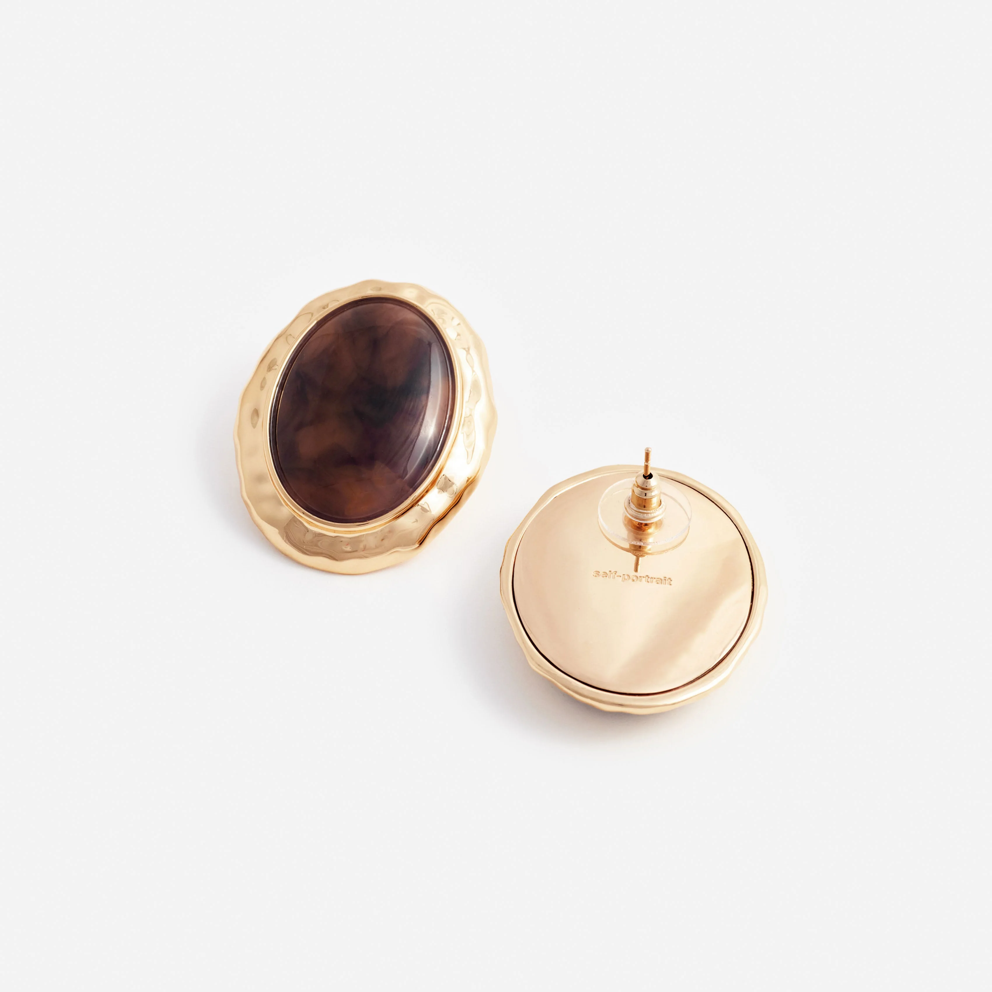 Hammered Gold Tiger Eye Earrings - Image 3