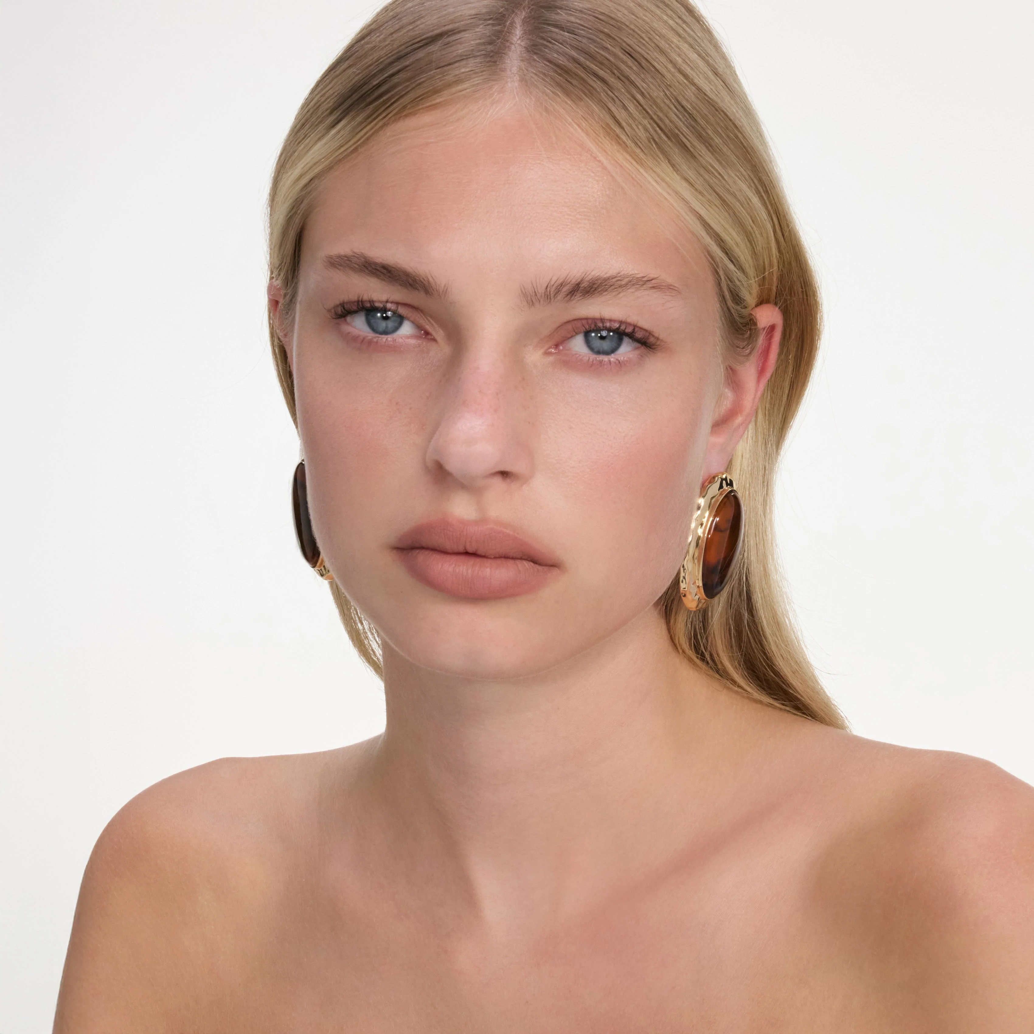 Hammered Gold Tiger Eye Earrings - Image 4