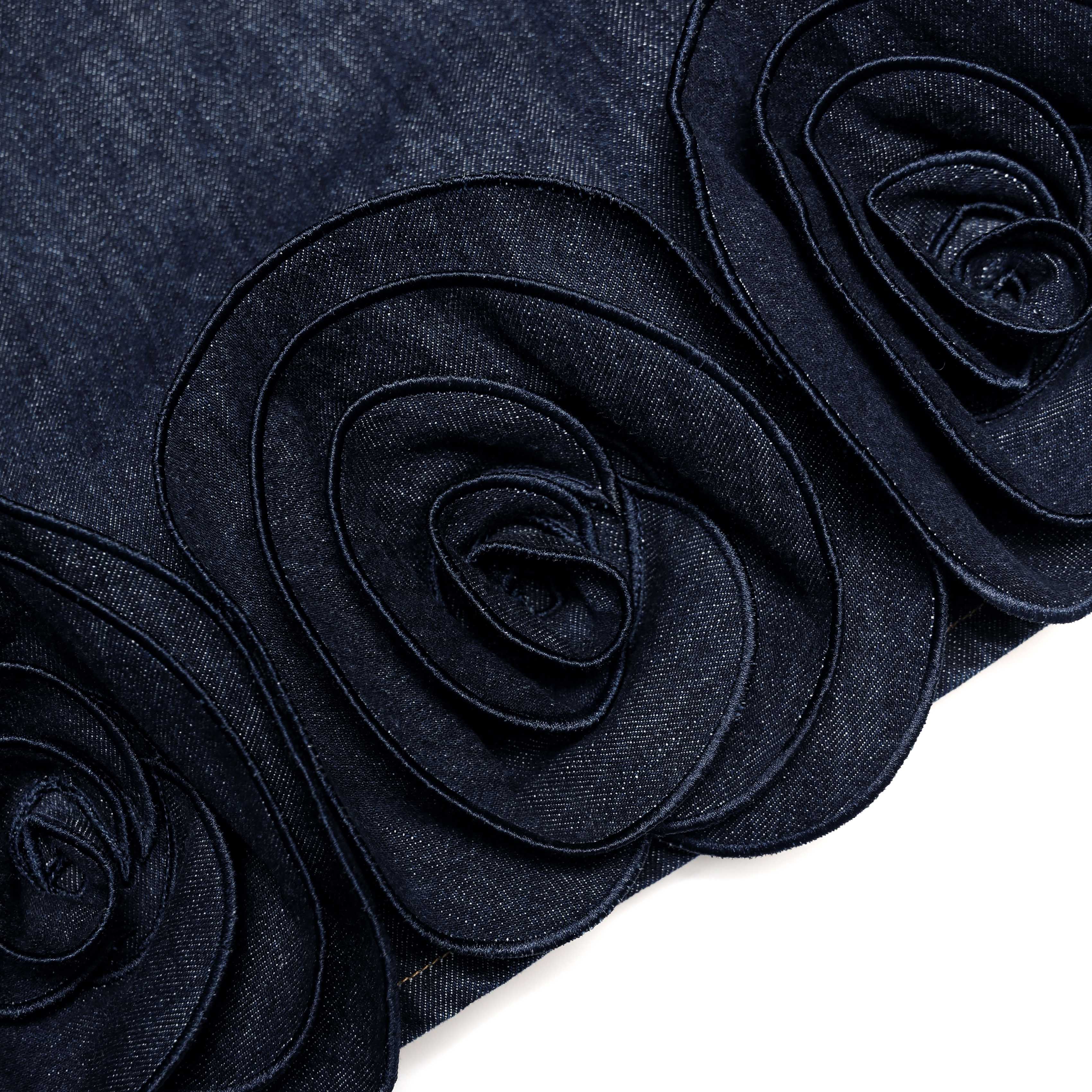 Indigo Denim 3D Flower Mini Dress - Image 5