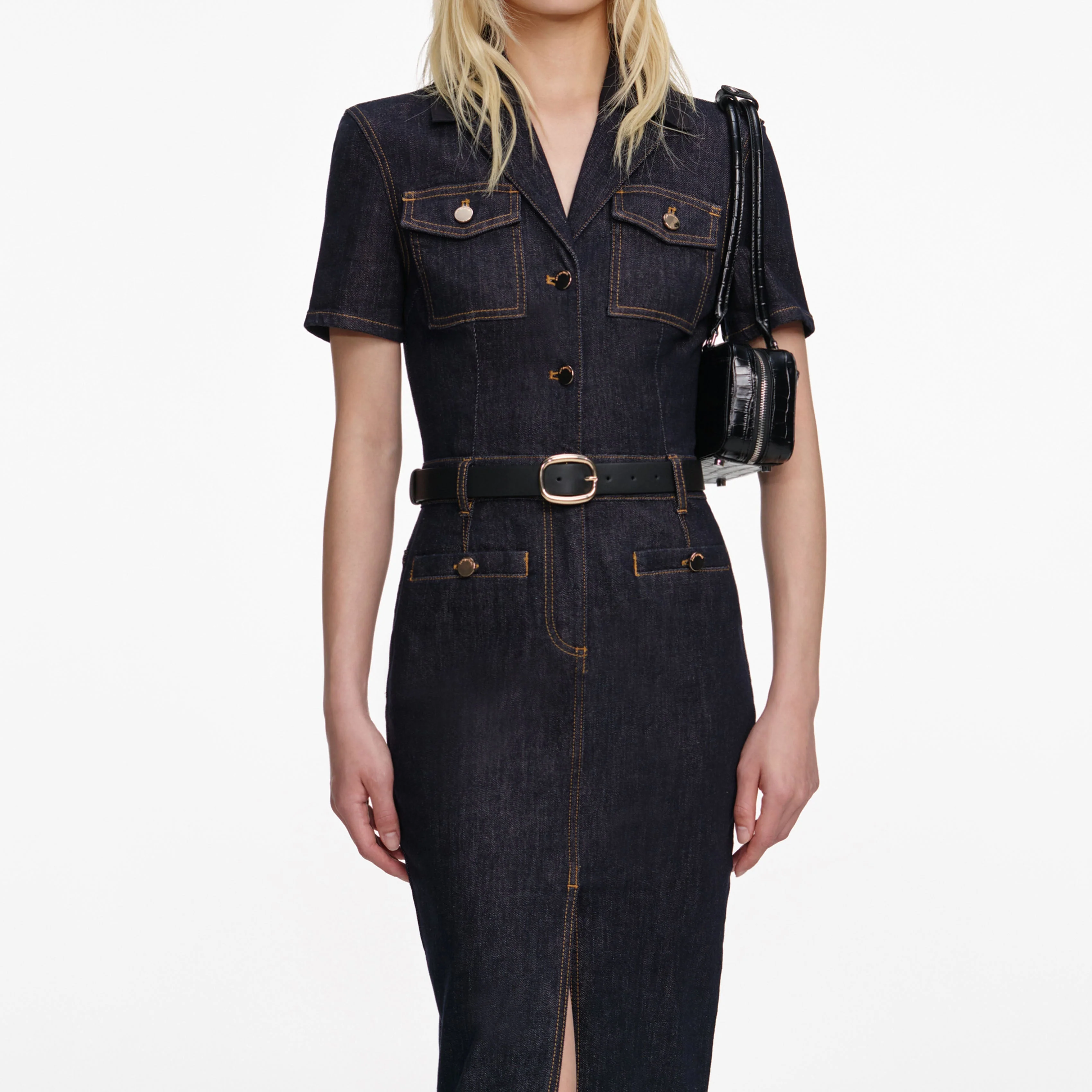 Indigo Denim Midi Dress - Image 4
