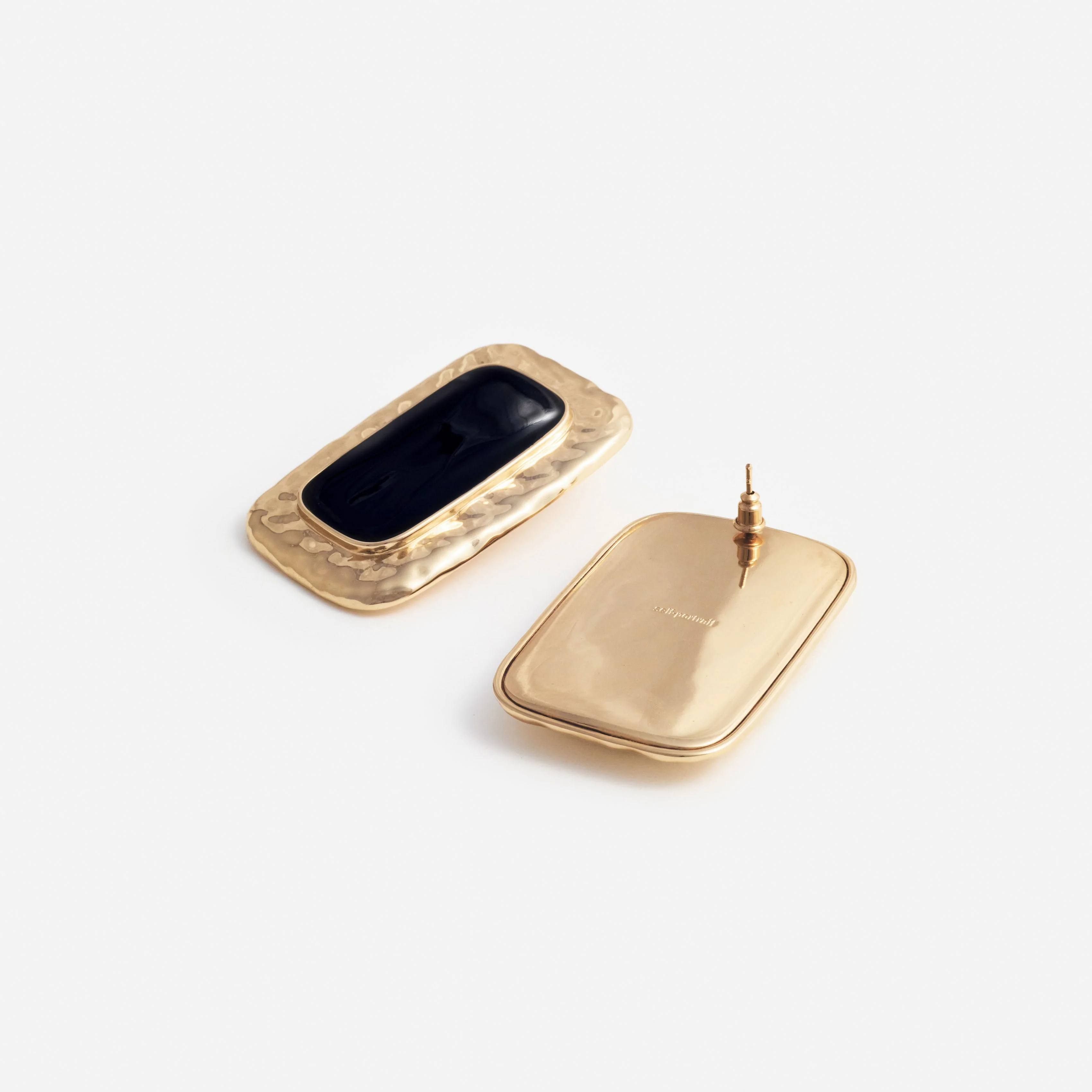 Large Mottled Gold Black Earrings - Image 3
