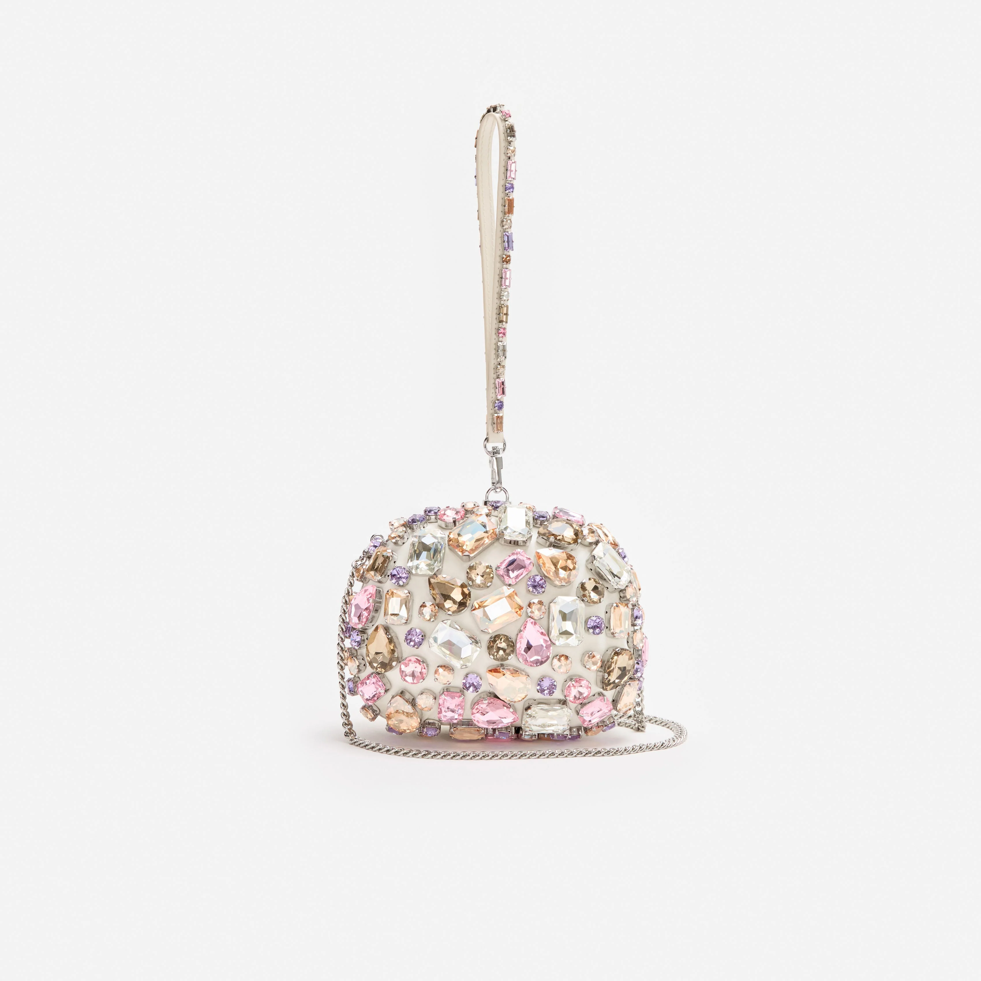 Multi Crystal Embellished Top Handle Clutch Bag - Image 4