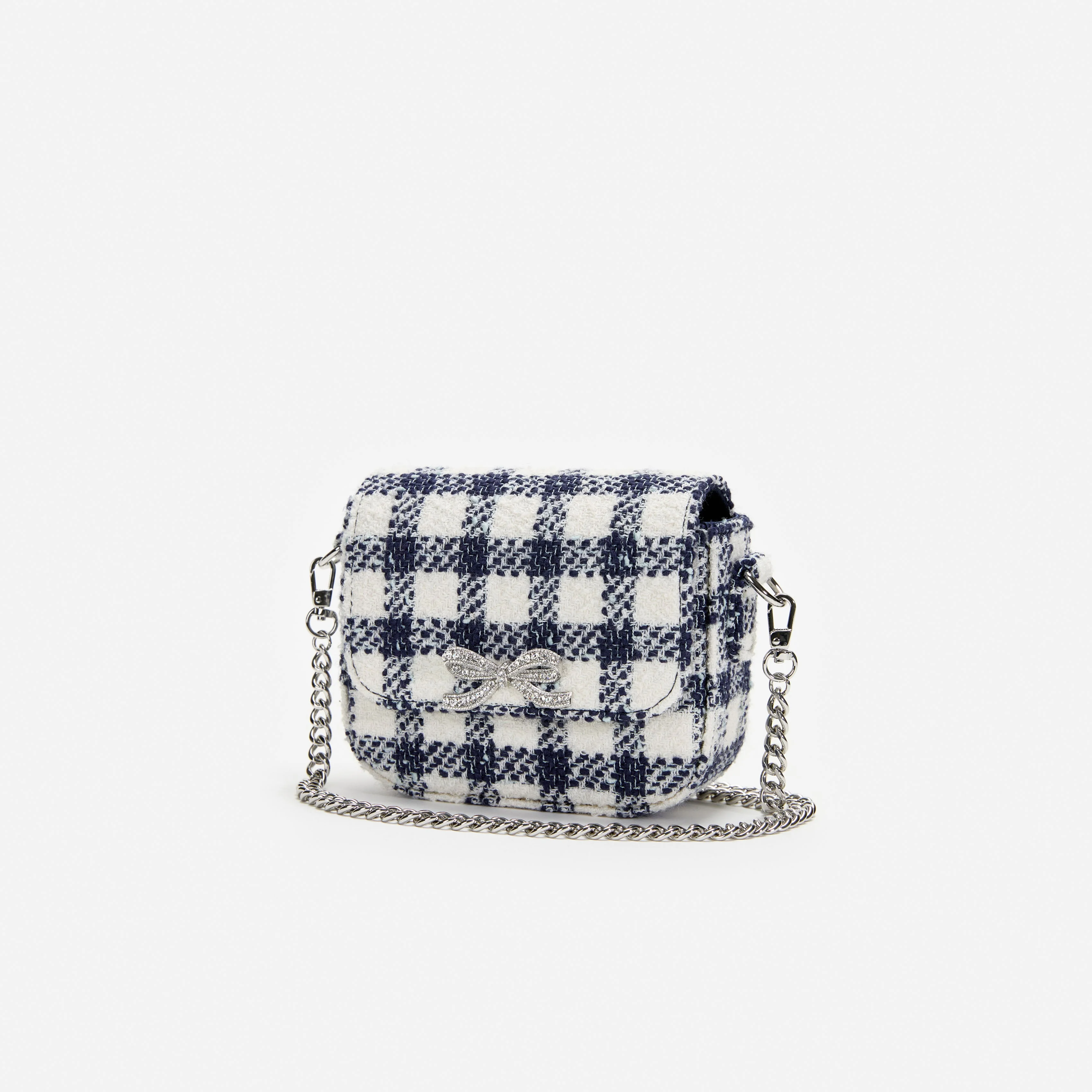 Navy Check Boucle Bag - Image 2