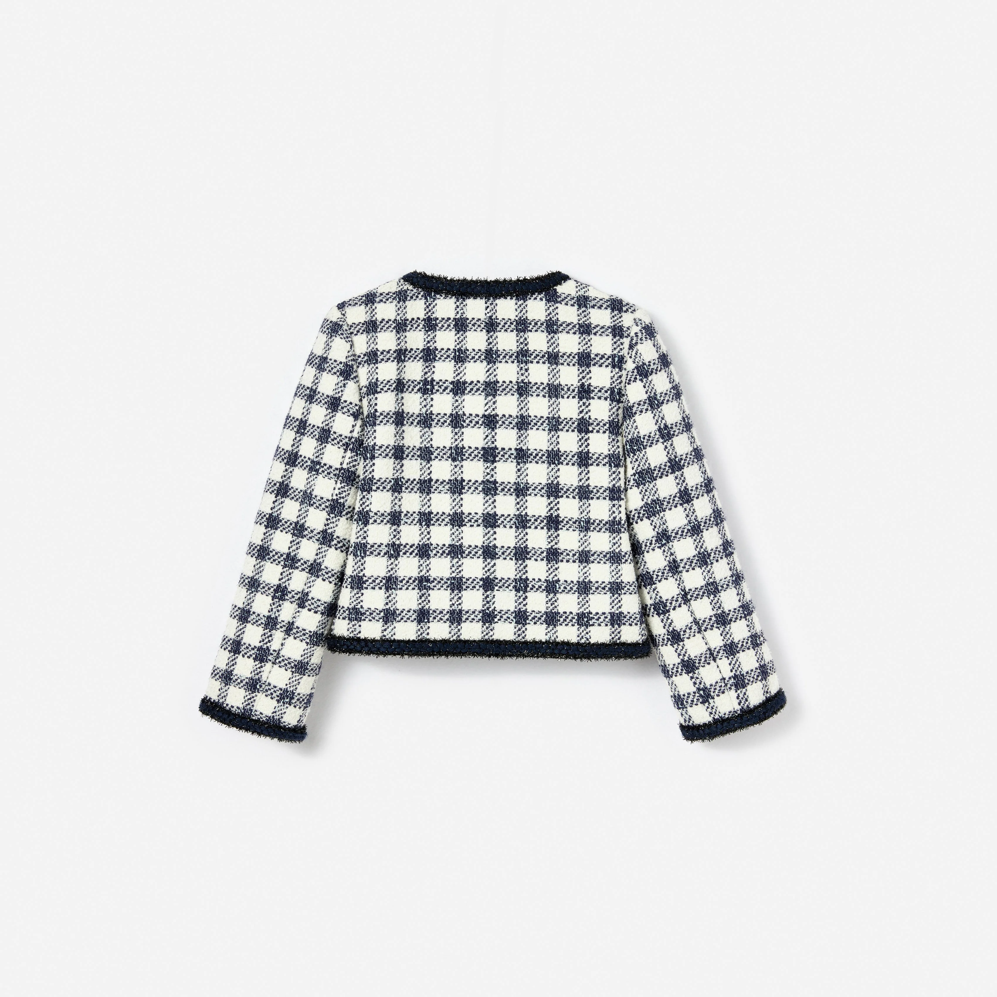 Navy Check Boucle Jacket - Image 2