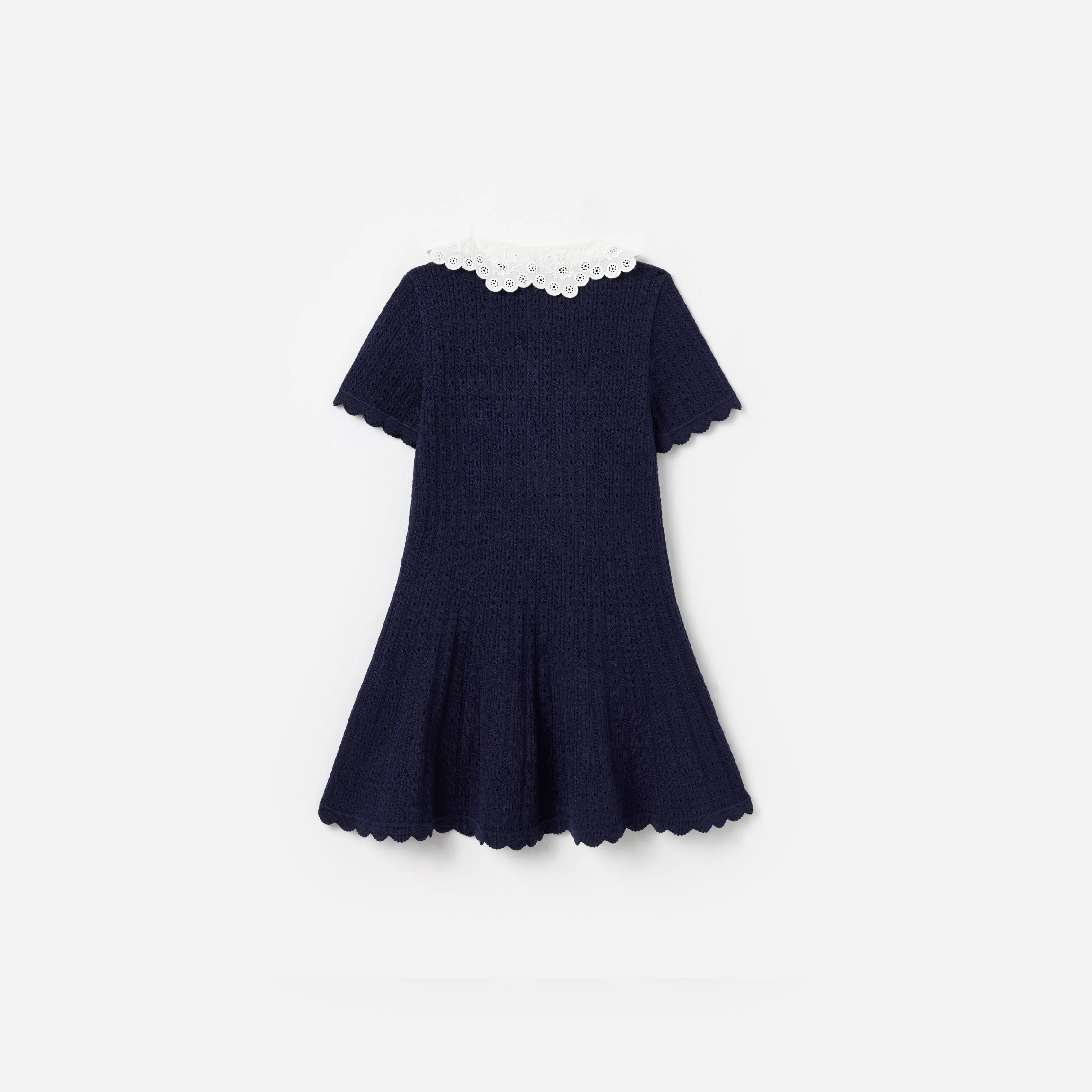 Navy Contrast Collar Knit Dress - Image 2