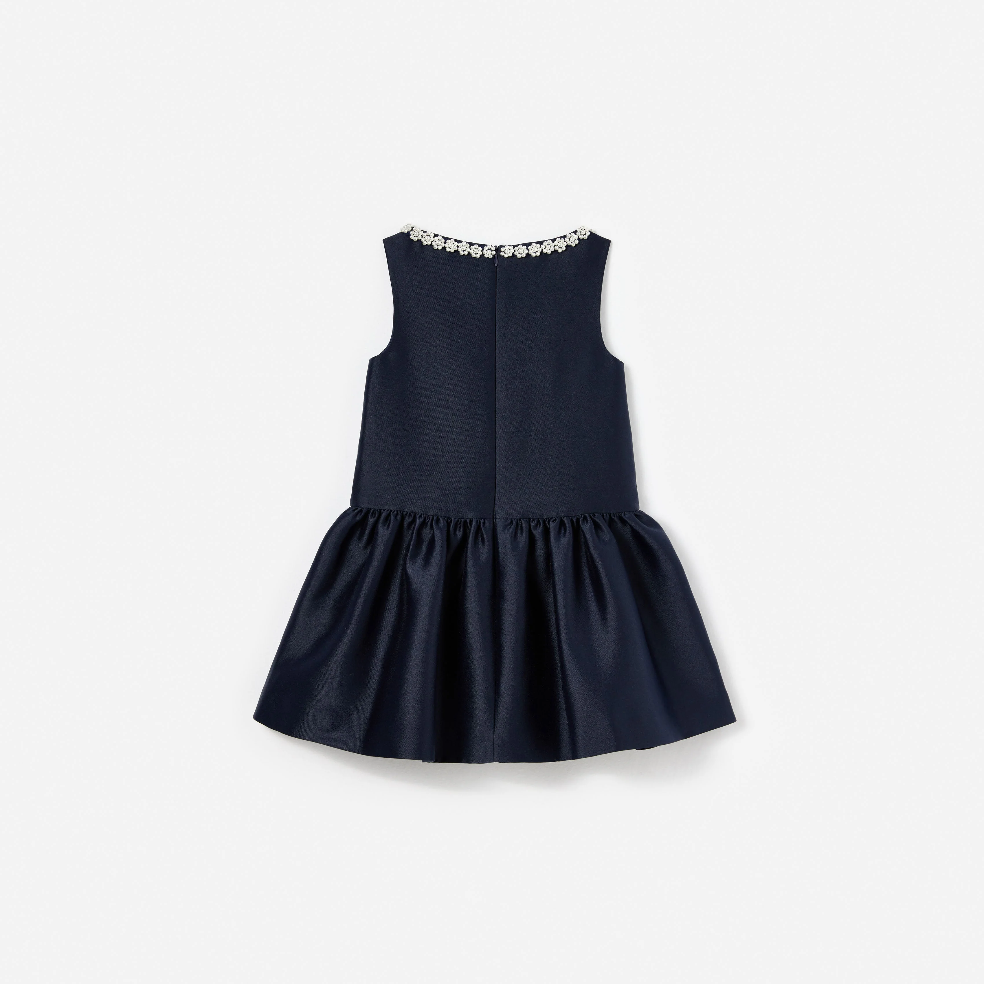 Navy Flower Scallop Taffeta Dress - Image 2