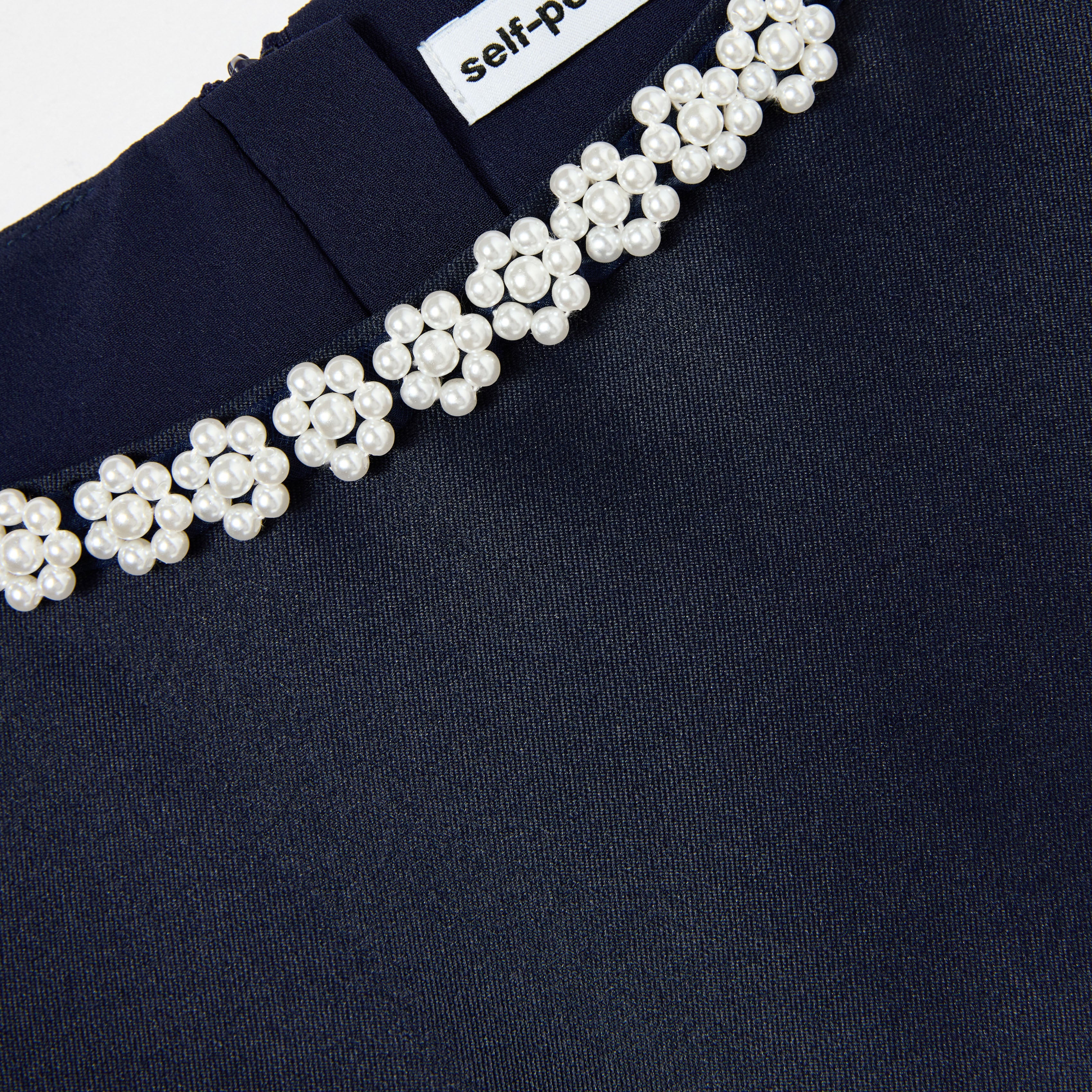 Navy Flower Scallop Taffeta Dress - Image 4
