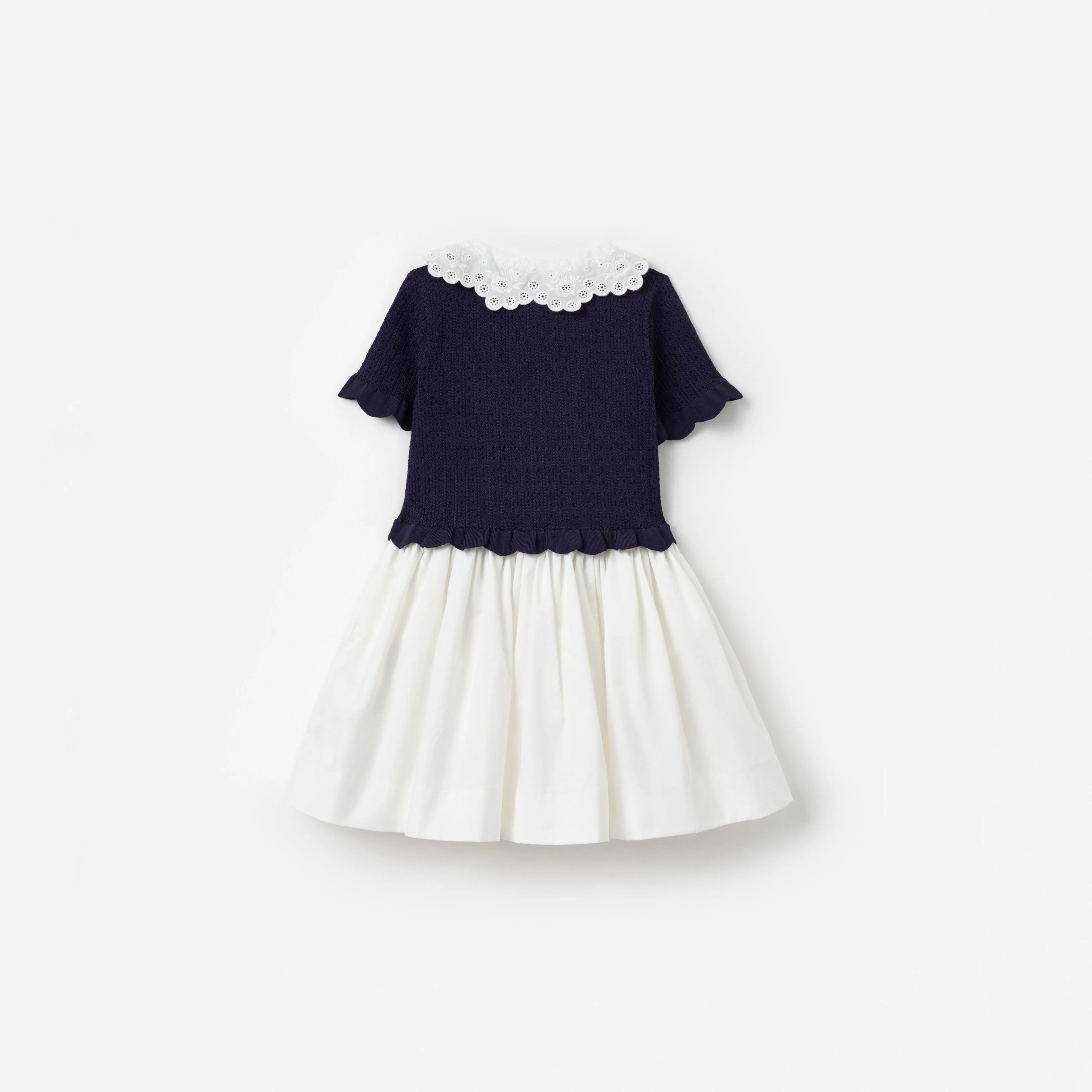 Navy Knit Pleated Dress - Image 2