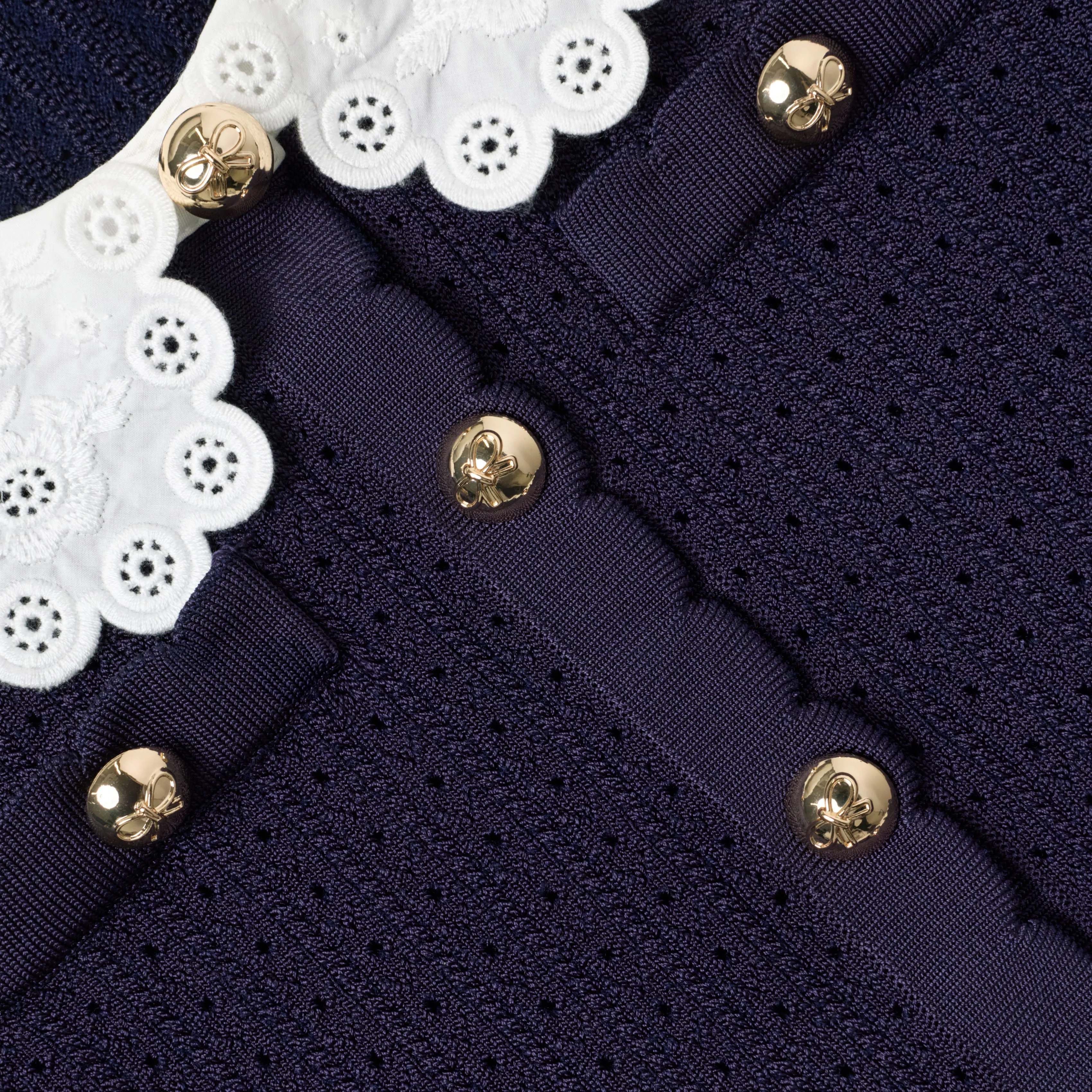 Navy Knit Pleated Dress - Image 3