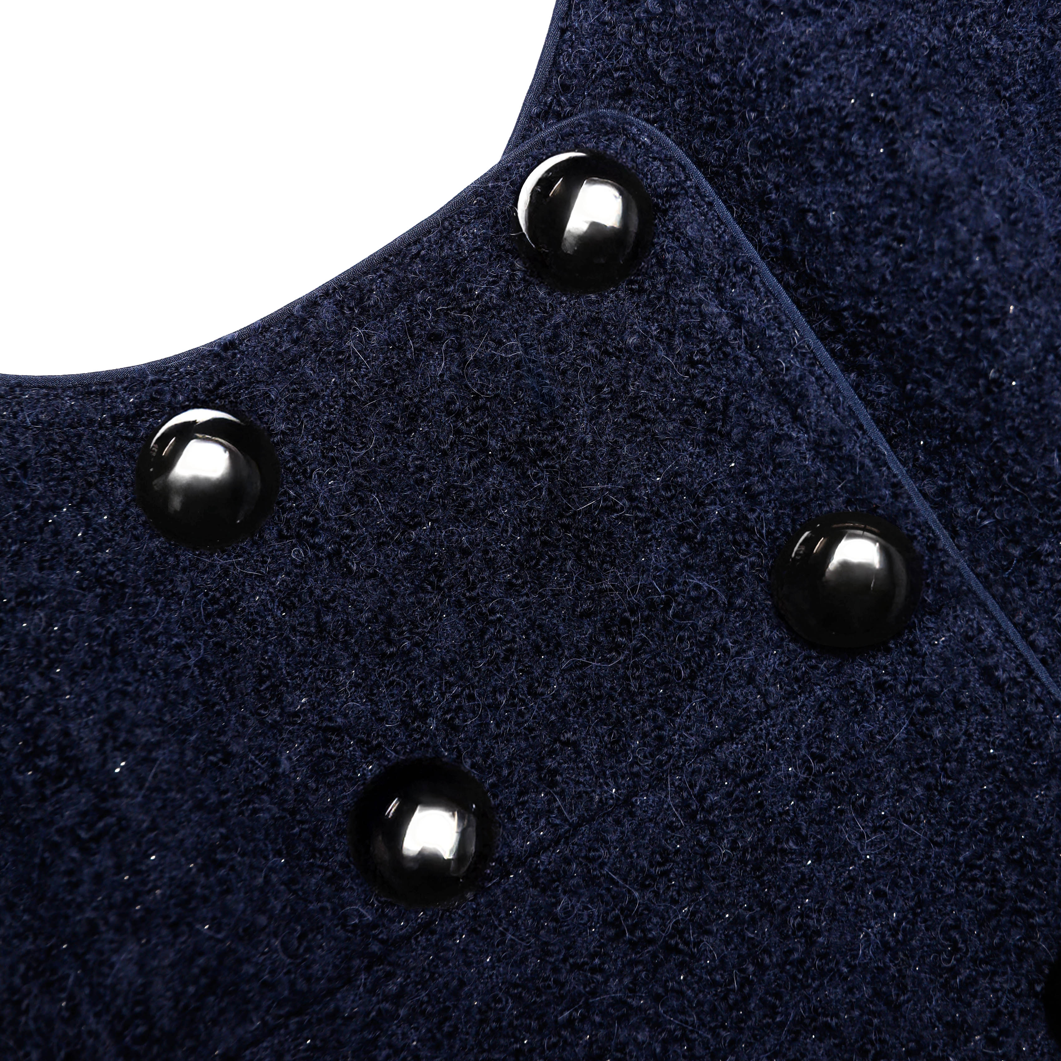 Navy Textured Boucle Mini Dress - Image 5