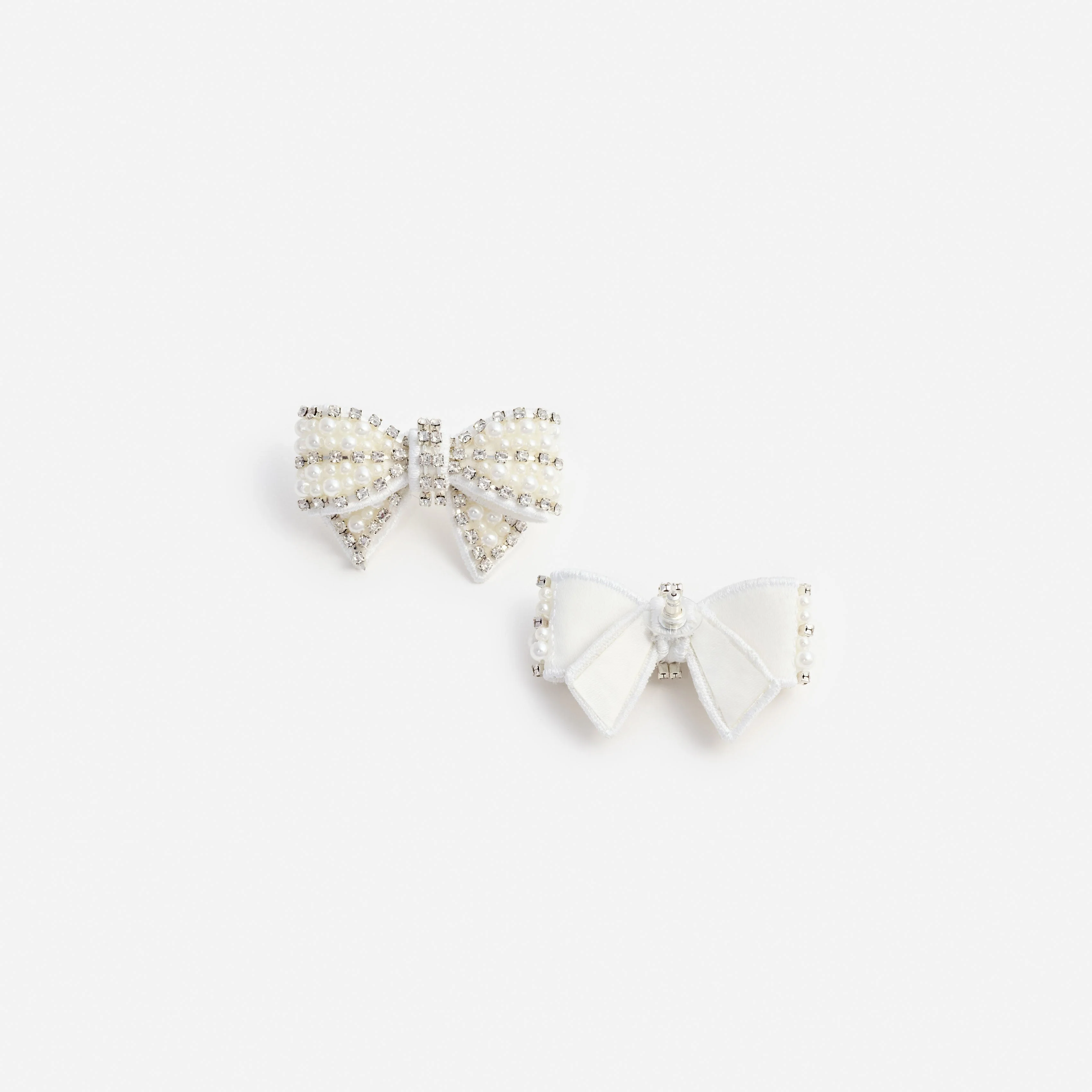Pearl Satin Bow Earrings - Image 3