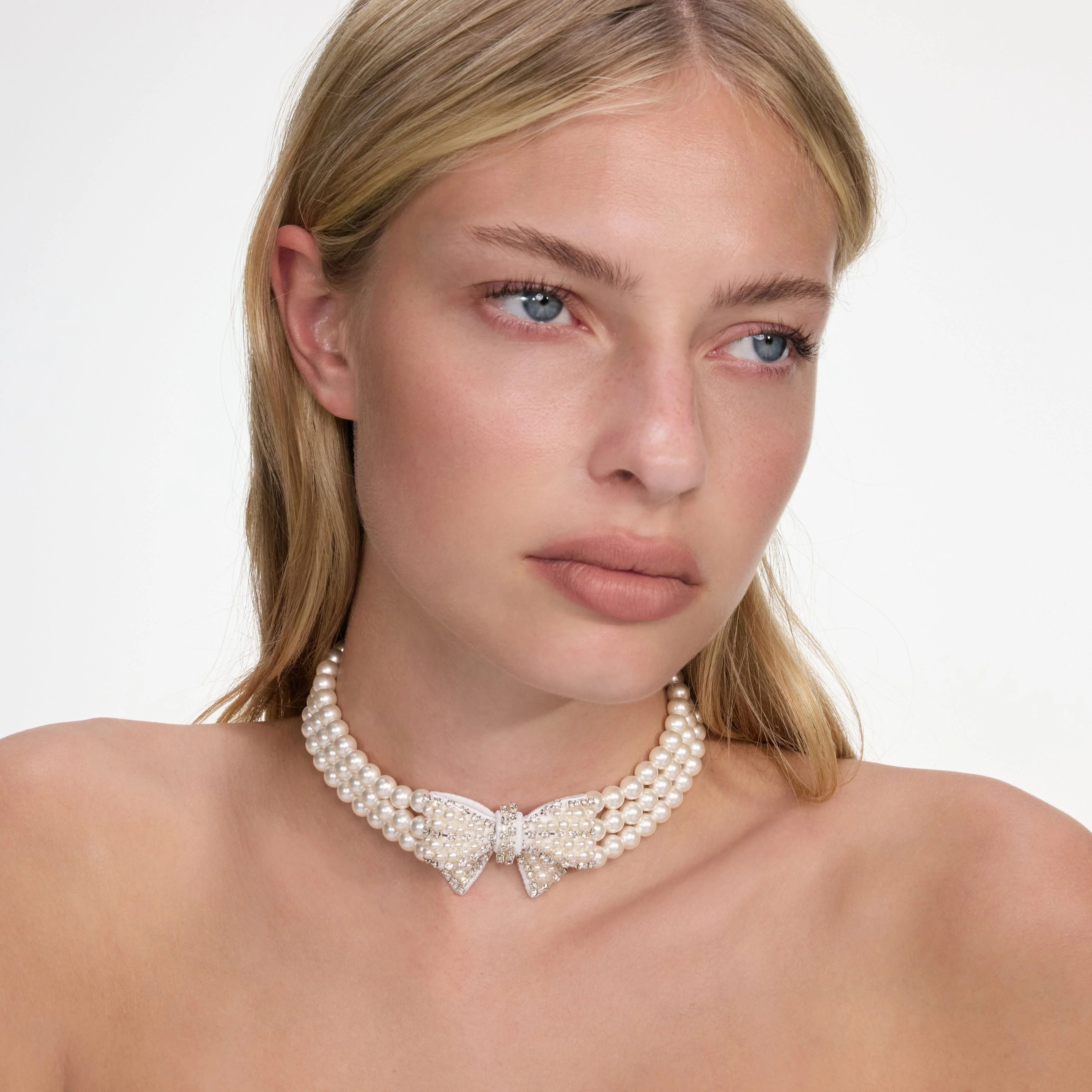 Pearl Satin Bow Necklace - Image 2
